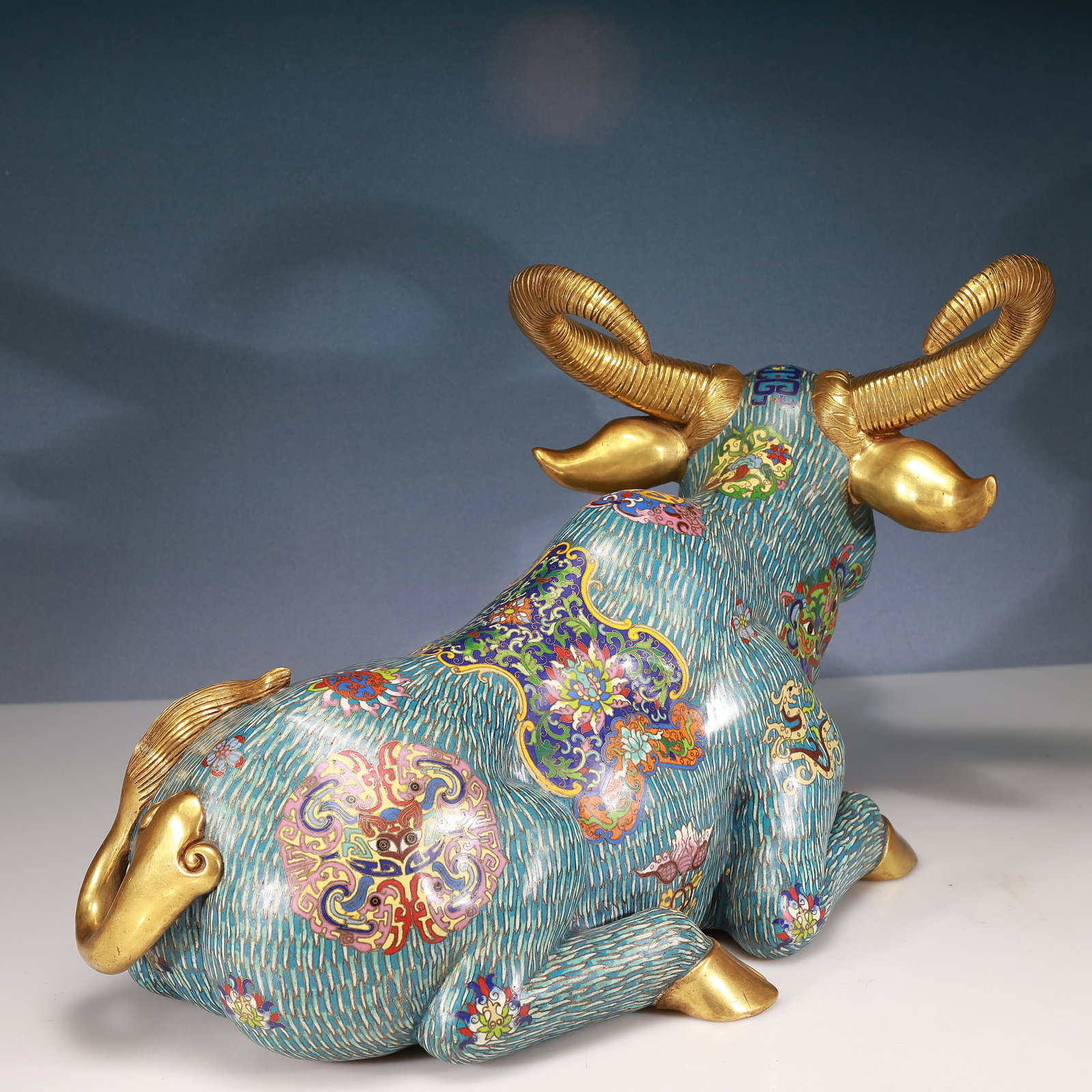 A Huge Cloisonne Beast-Face and Dragon Pattern Buffalo Ornament - 7
