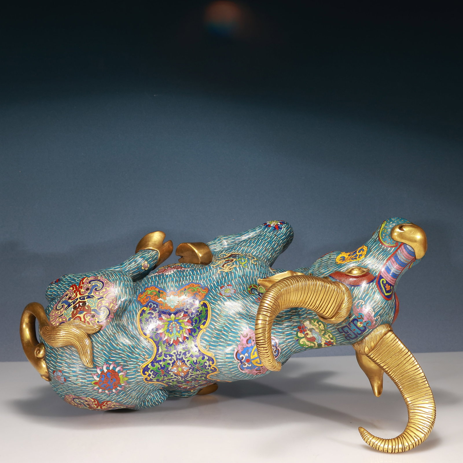 A Huge Cloisonne Beast-Face and Dragon Pattern Buffalo Ornament - 9