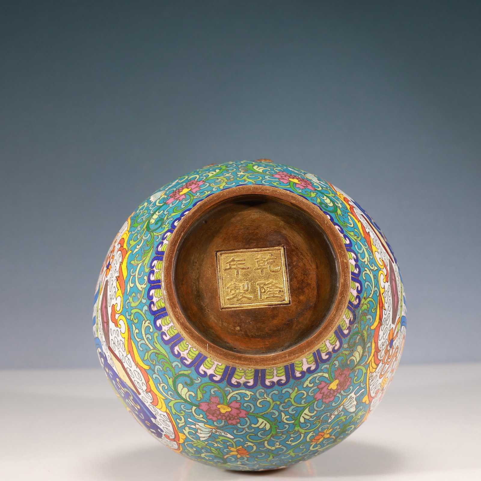 A Rare Cloisonne Lotus and Bogu Pattern Gourd-Shaped Vase - 11
