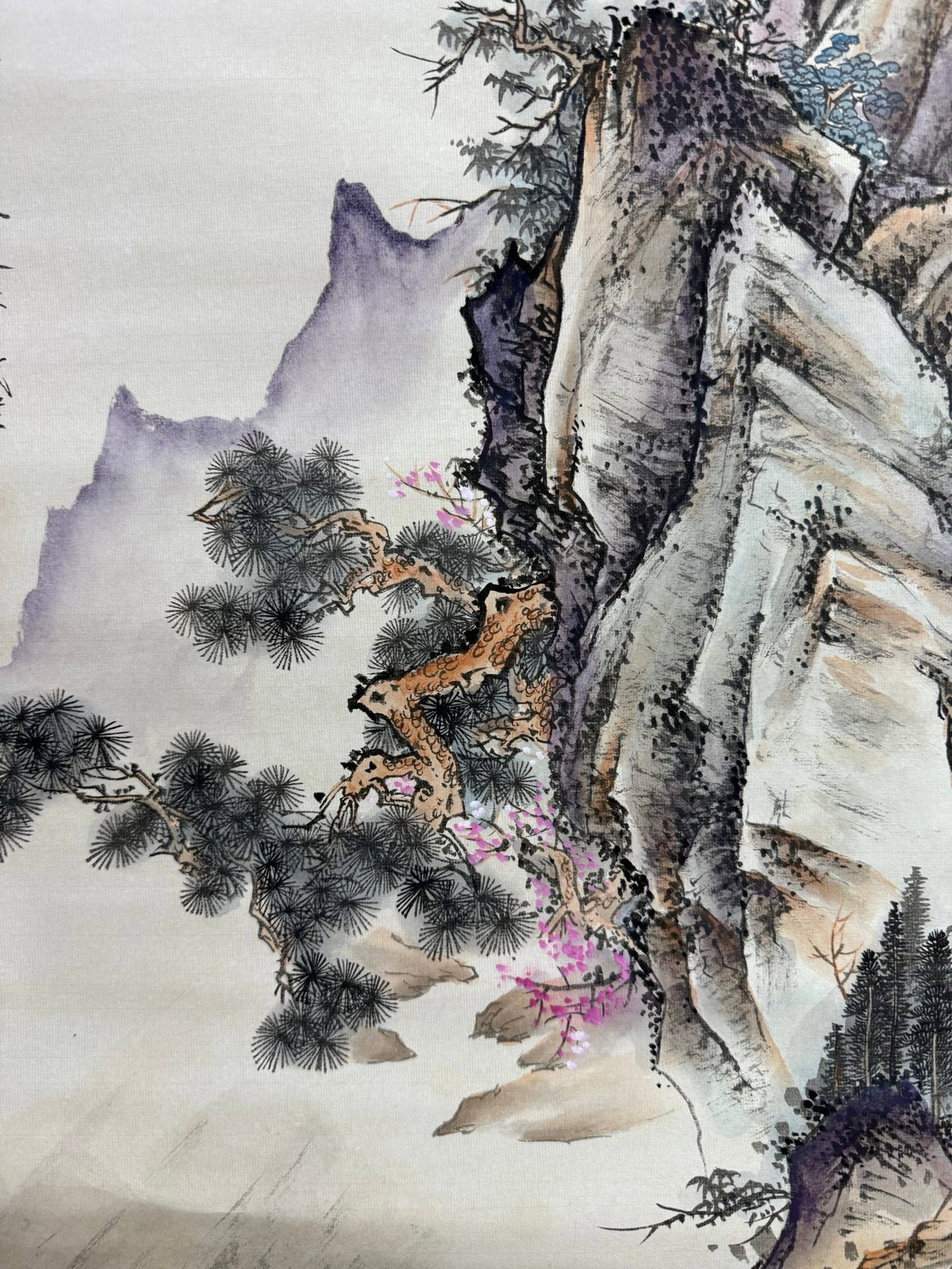 A Chinese Vertical Scroll Ink Painting of Landscape and Figure on Paper,Chen Shaomei - 4