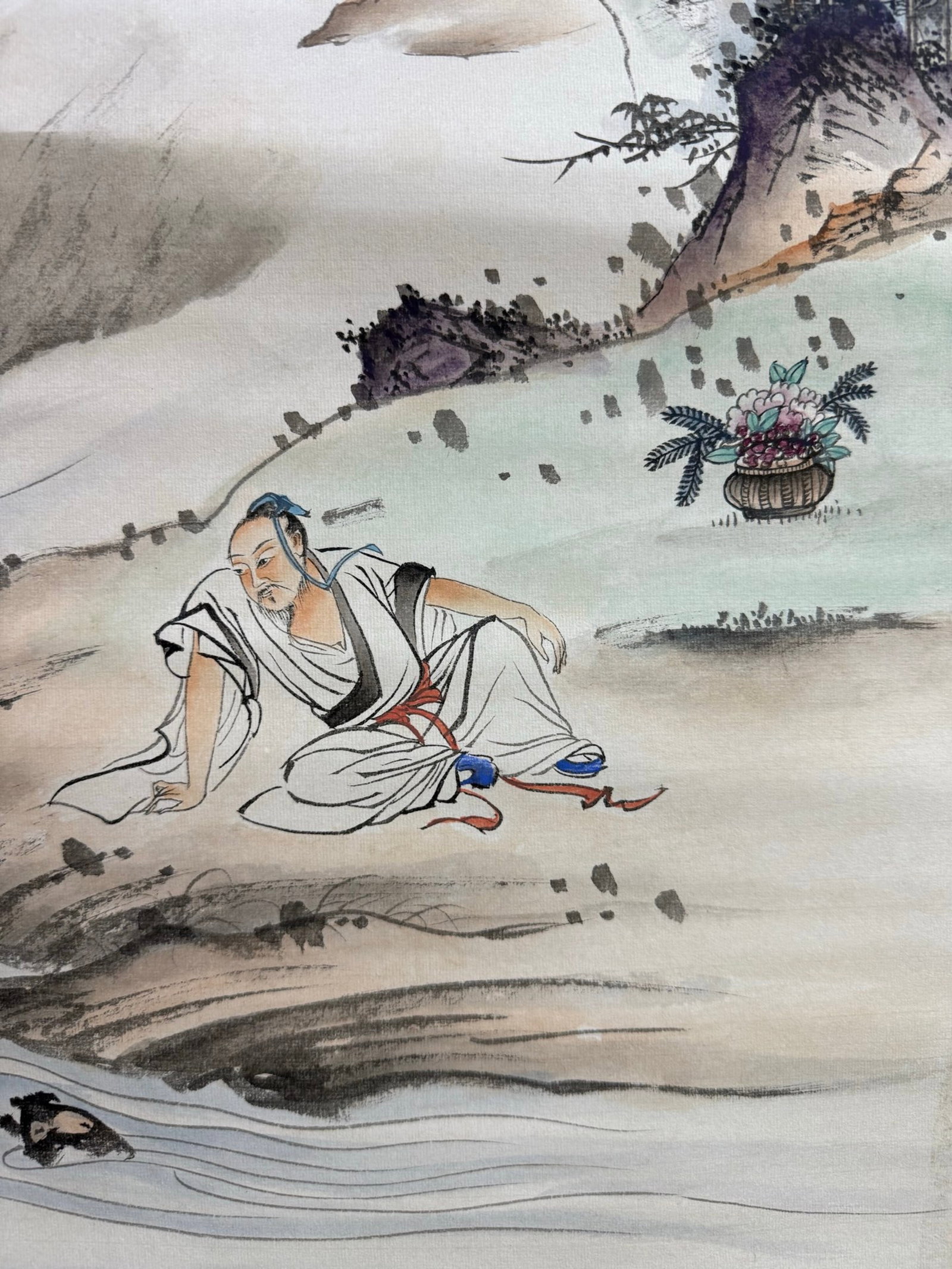 A Chinese Vertical Scroll Ink Painting of Landscape and Figure on Paper,Chen Shaomei - 6