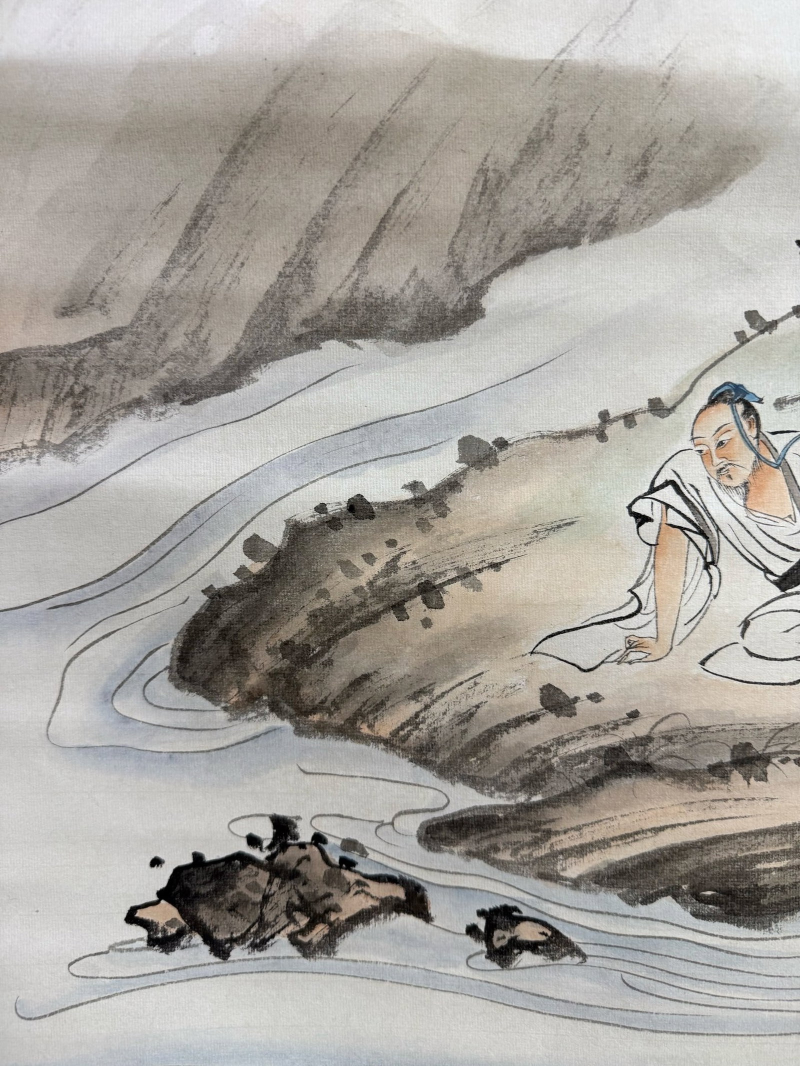 A Chinese Vertical Scroll Ink Painting of Landscape and Figure on Paper,Chen Shaomei - 7