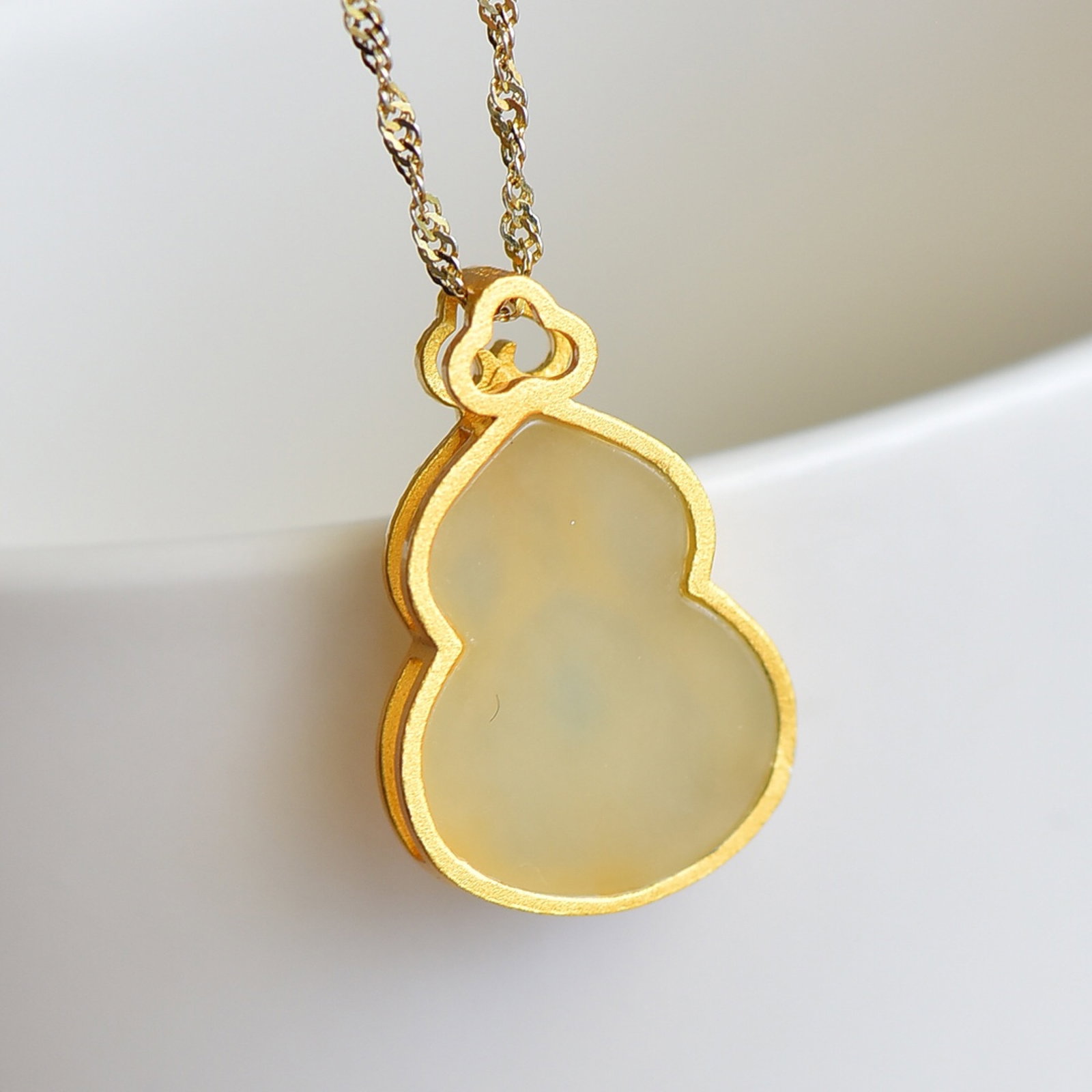 An Exquisite Sterling Silver-Gold Plated Inlaid Jasper Gourd Pendant,Inlaid Gems - 4