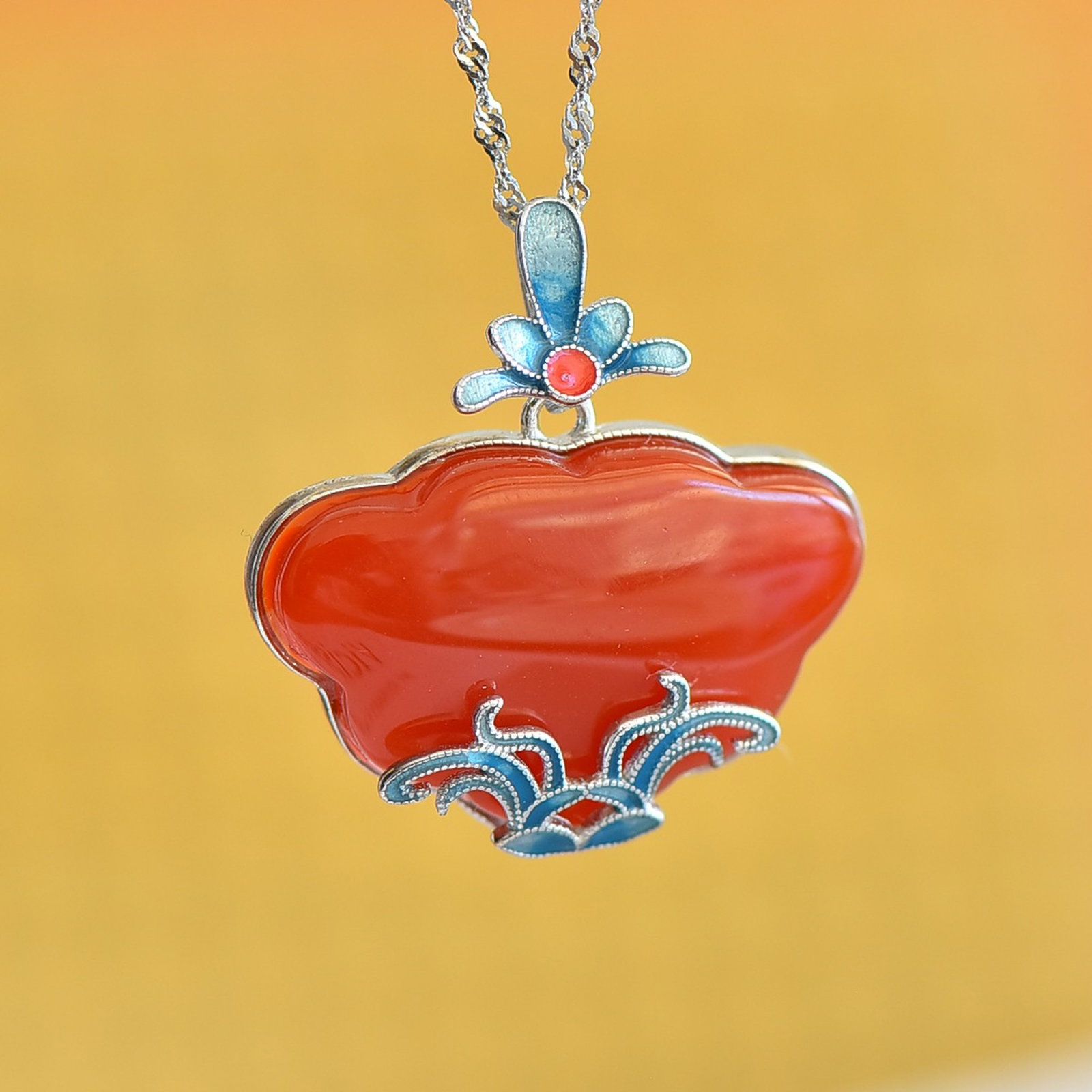A Set of Fine Sterling Silver Inlaid Agate Jewelrys - 2