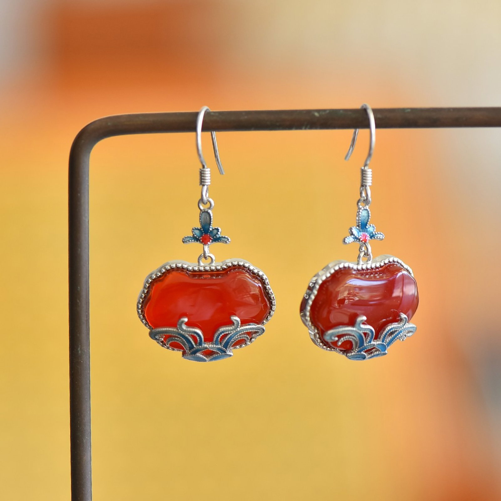 A Set of Fine Sterling Silver Inlaid Agate Jewelrys - 3