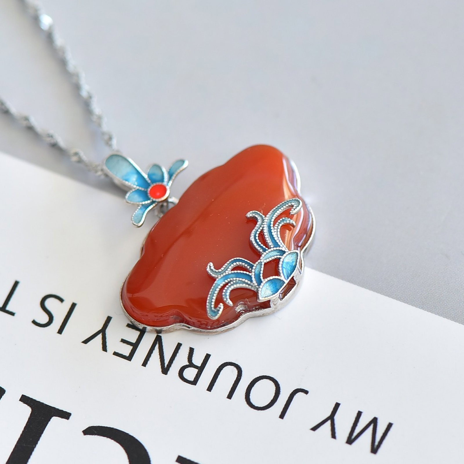 A Set of Fine Sterling Silver Inlaid Agate Jewelrys - 4