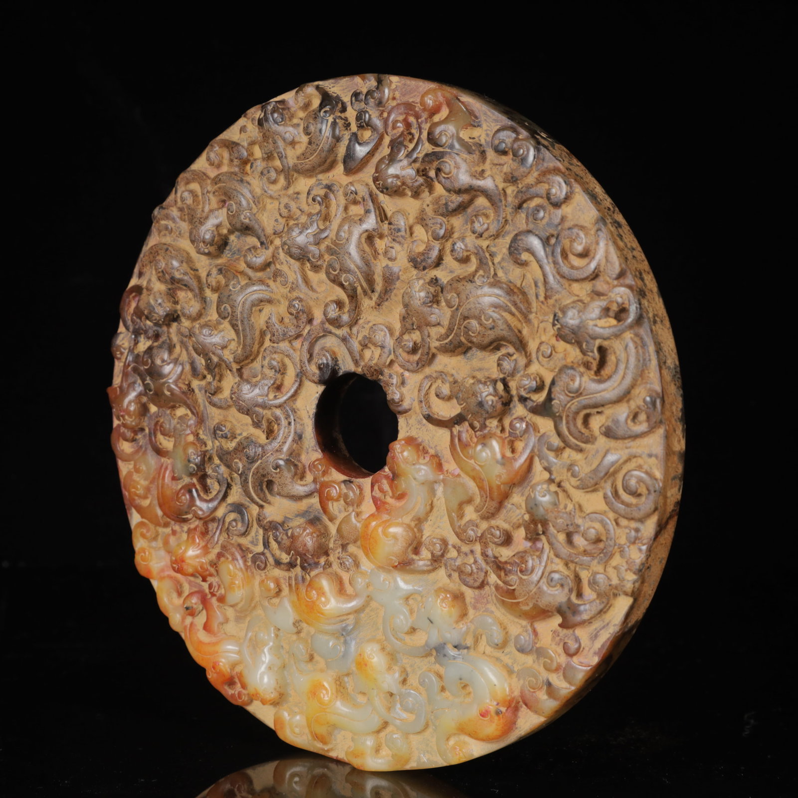 An Exquisite White Jade Chi-Dragon Pattern Jade Pendant,with Poem - 6