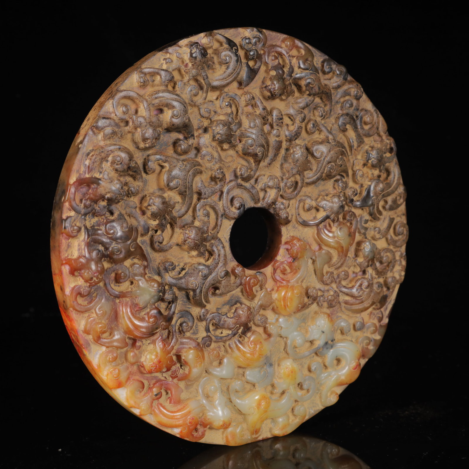 An Exquisite White Jade Chi-Dragon Pattern Jade Pendant,with Poem - 7