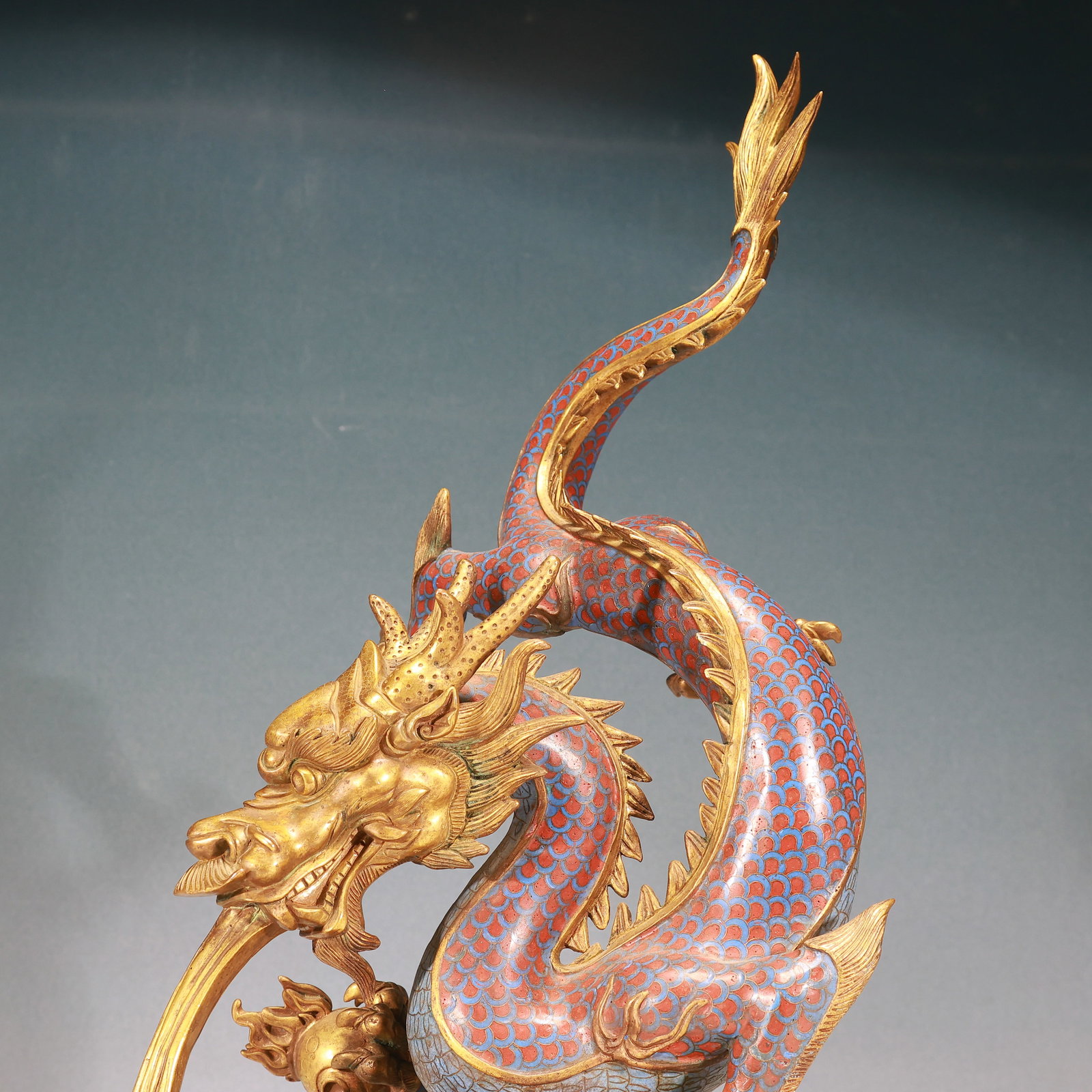 A Huge Cloisonne Seawater Pattern Dragon Ornament - 2