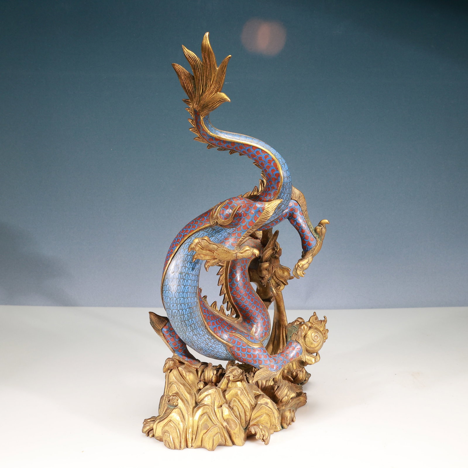 A Huge Cloisonne Seawater Pattern Dragon Ornament - 8