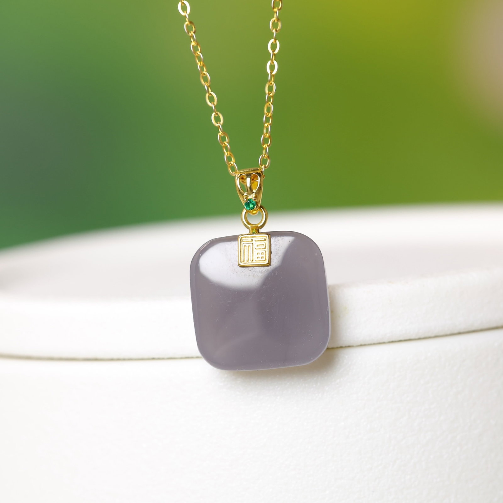An Exquisite Sterling Silver-Gold Plated Inlaid Hotan Jade Pendant - 4