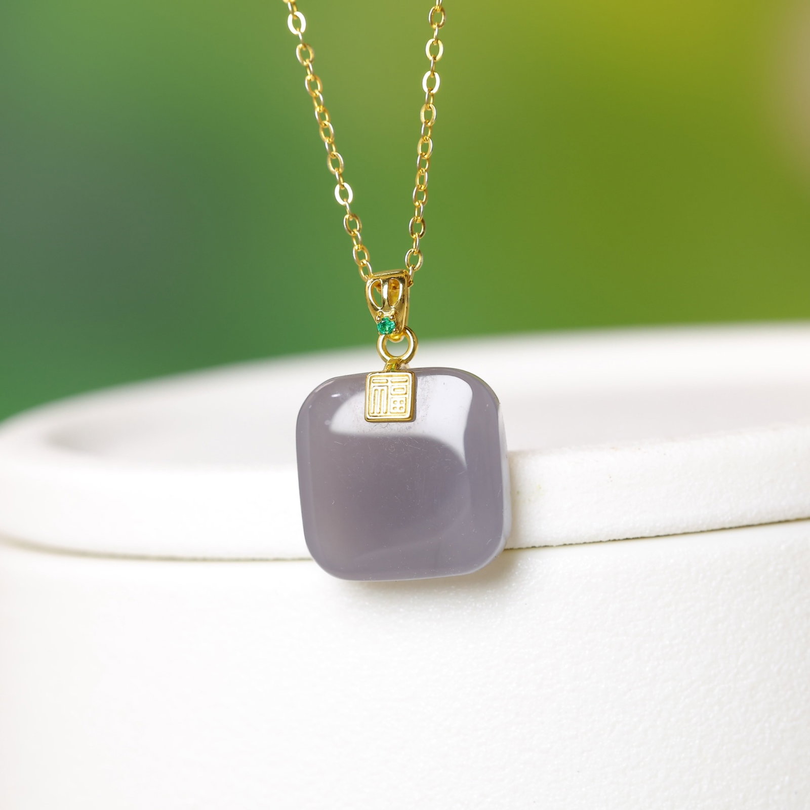 An Exquisite Sterling Silver-Gold Plated Inlaid Hotan Jade Pendant - 5