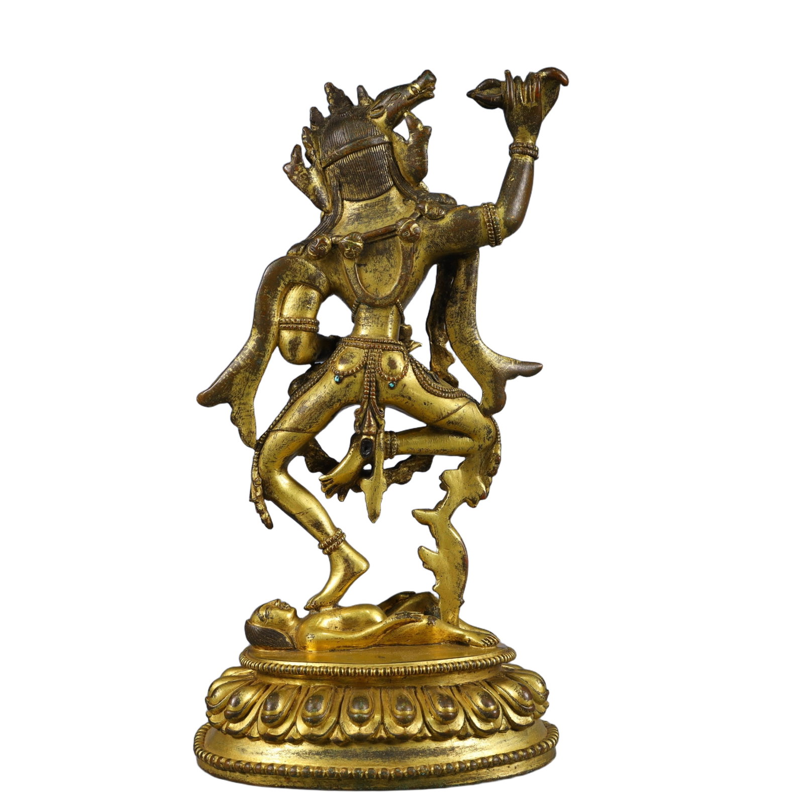 A Solemn Gilt Bronze Statue of Dakini,Inlaid Turquoise - 10