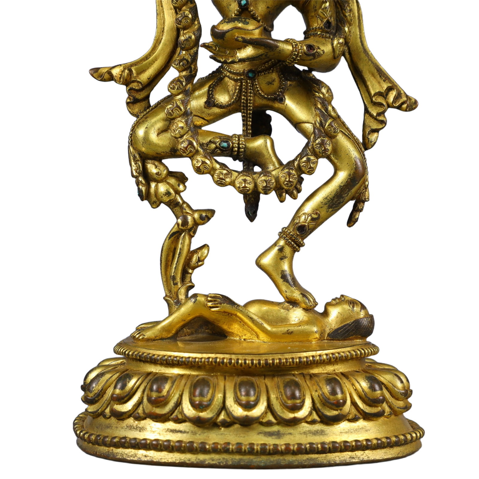 A Solemn Gilt Bronze Statue of Dakini,Inlaid Turquoise - 3