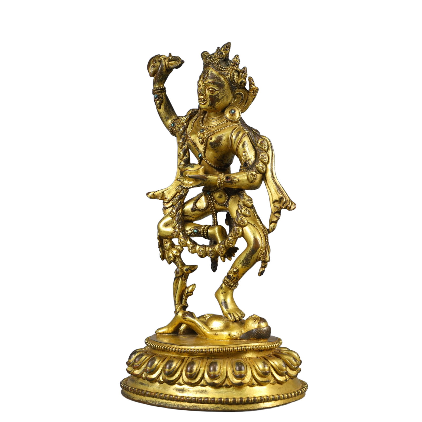 A Solemn Gilt Bronze Statue of Dakini,Inlaid Turquoise - 4