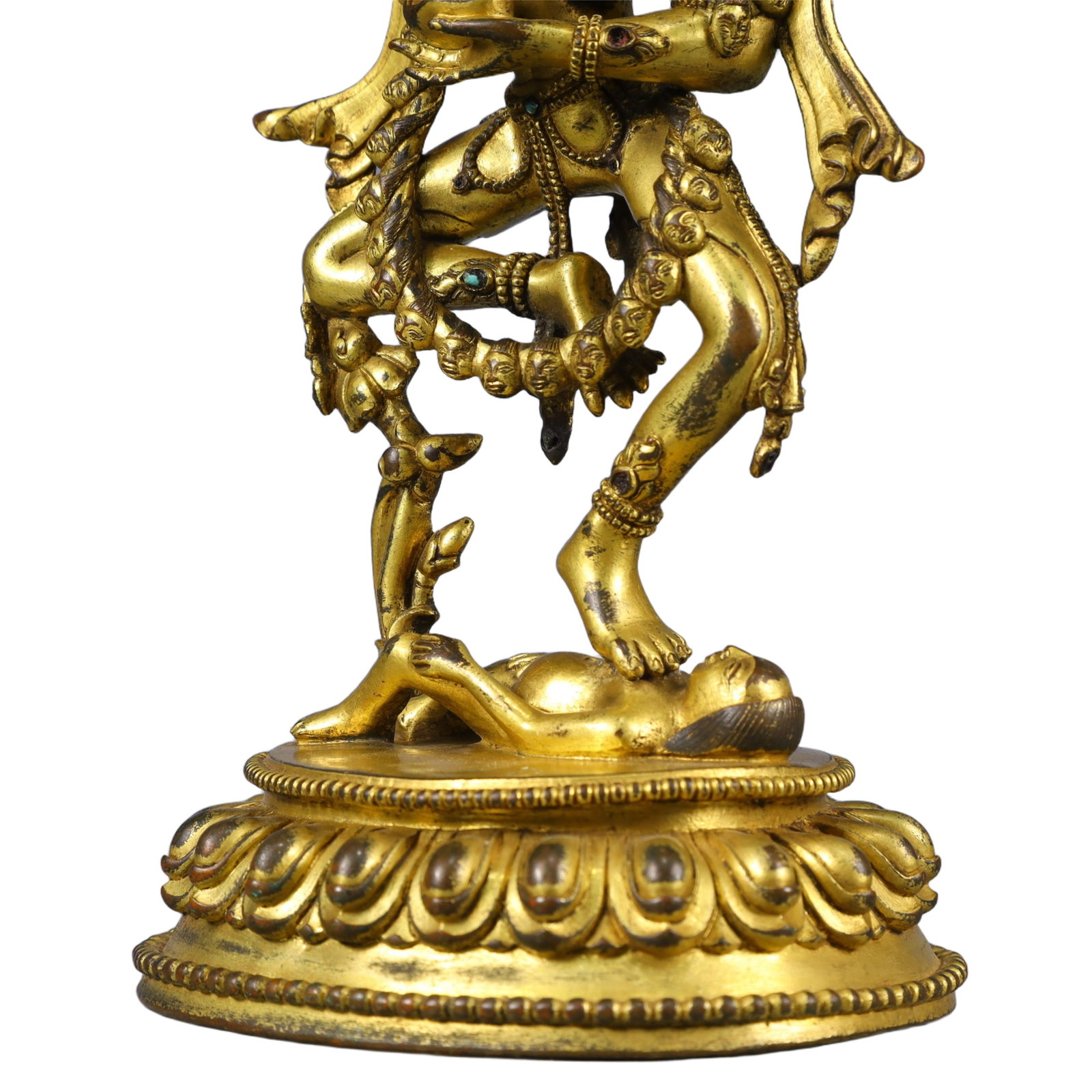 A Solemn Gilt Bronze Statue of Dakini,Inlaid Turquoise - 6