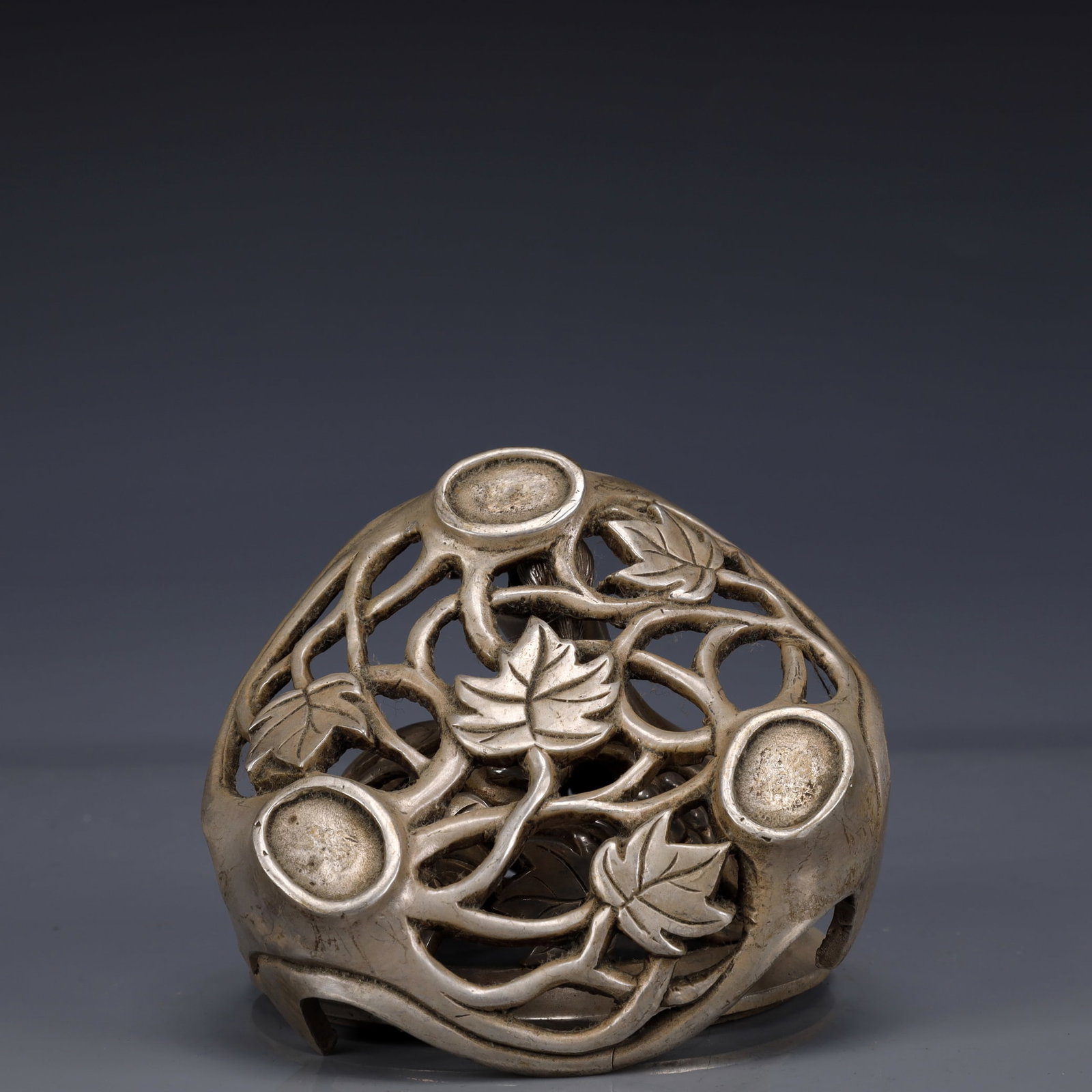 An Exquisite Silver-Plated Bronze Mouse Double-Ears and Tripod Censer - 11