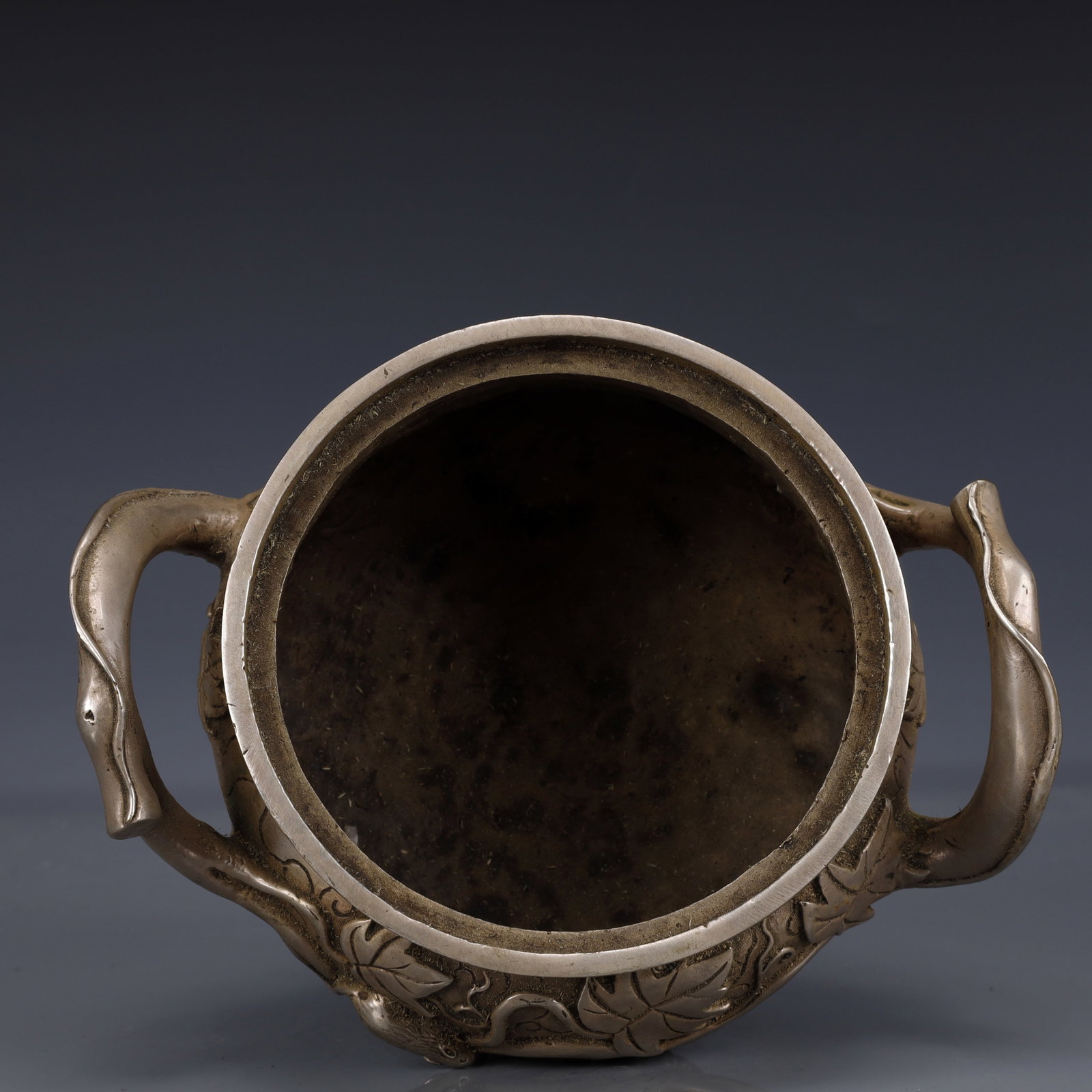 An Exquisite Silver-Plated Bronze Mouse Double-Ears and Tripod Censer - 13