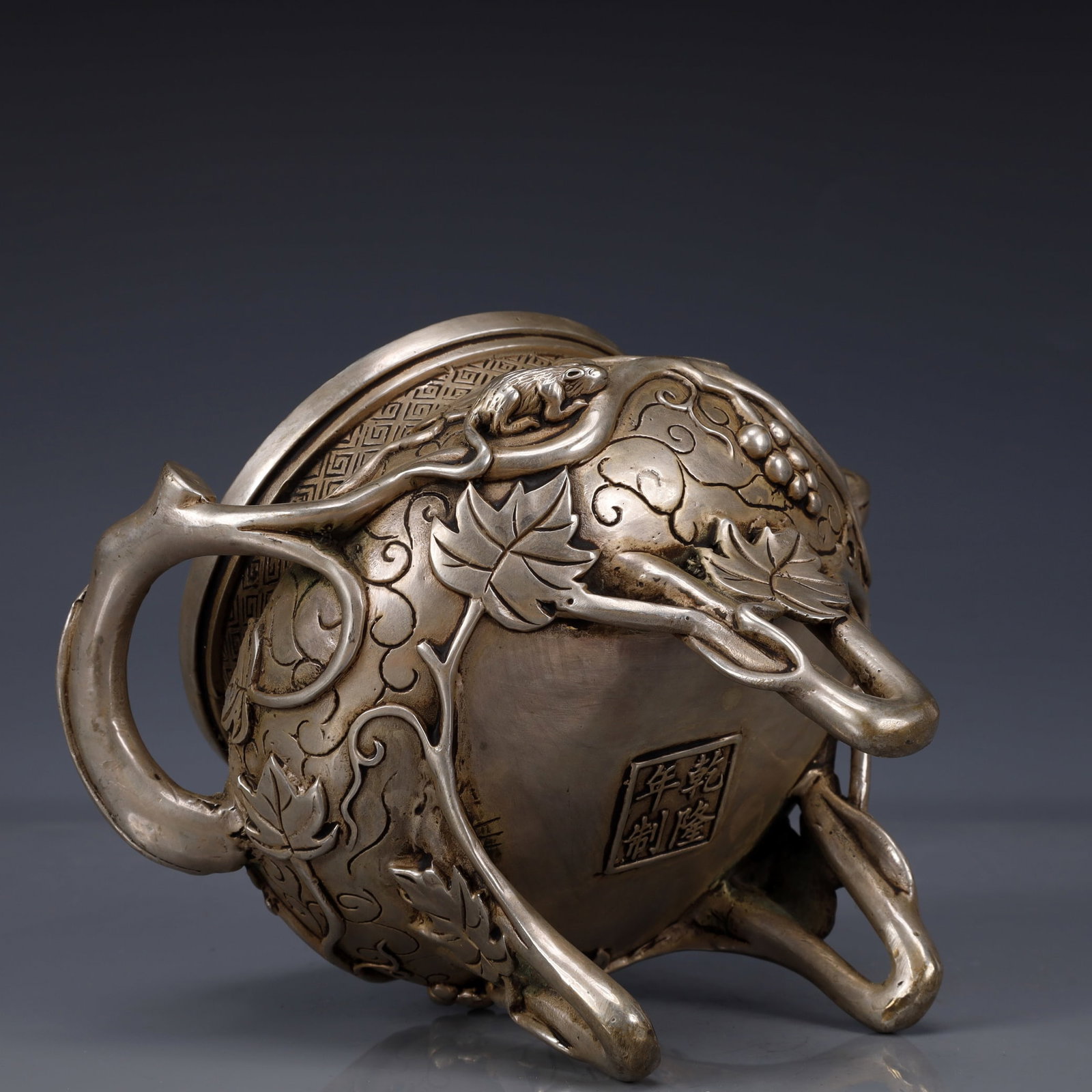 An Exquisite Silver-Plated Bronze Mouse Double-Ears and Tripod Censer - 14