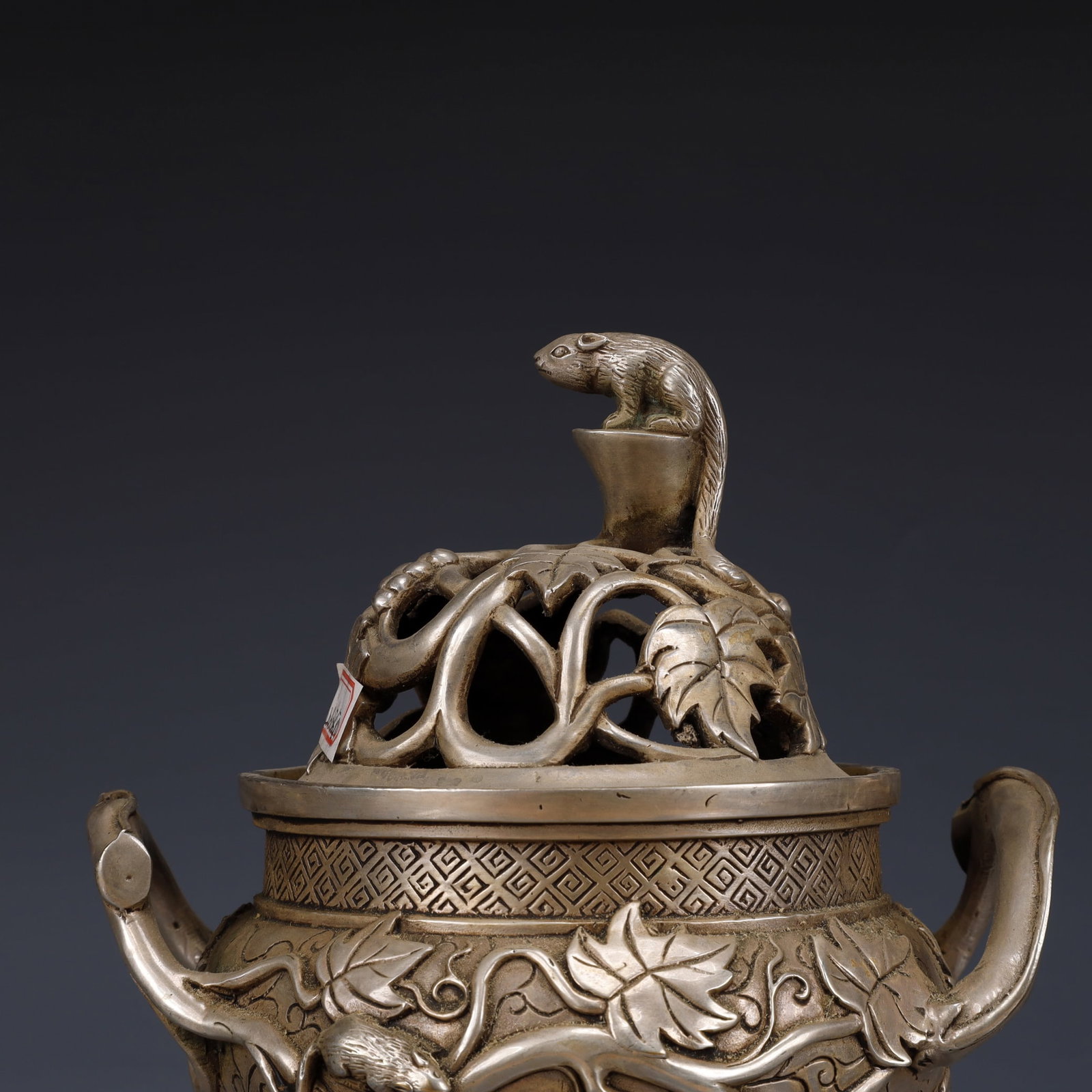 An Exquisite Silver-Plated Bronze Mouse Double-Ears and Tripod Censer - 2