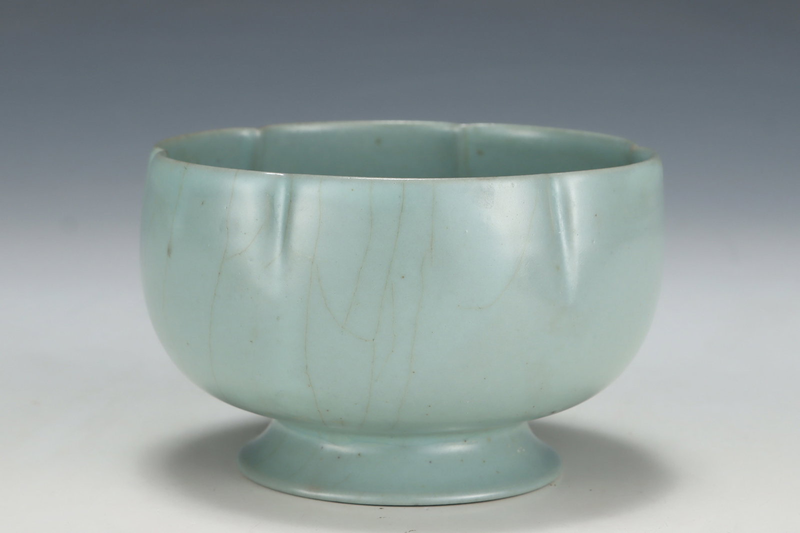 An Exquisite Ru yao Sky Blue Glazed Stem Cup Bowl - 4