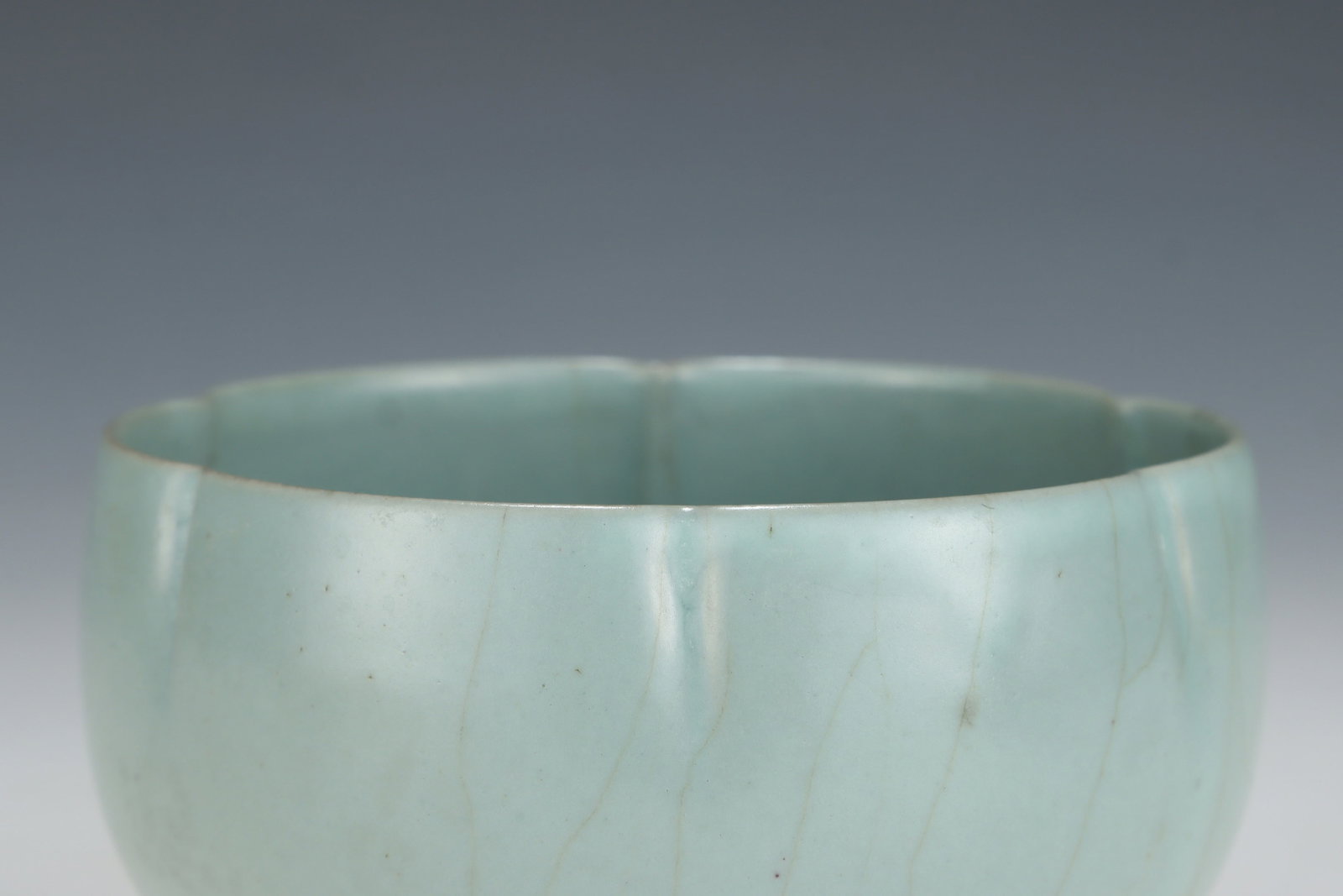 An Exquisite Ru yao Sky Blue Glazed Stem Cup Bowl - 5