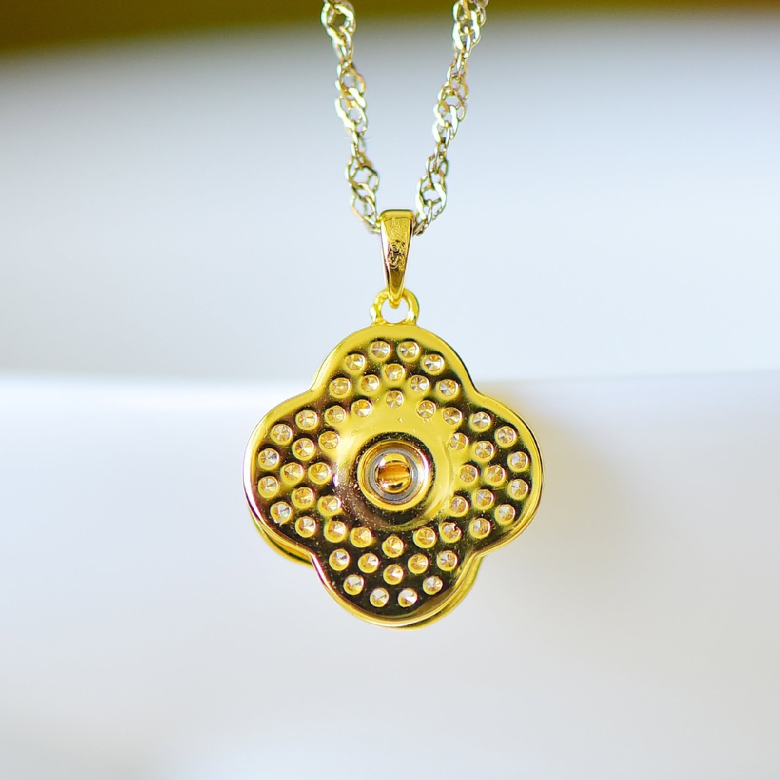 An Exquisite Sterling Silver-Gold Plated Inlaid White Jade Pendant - 5