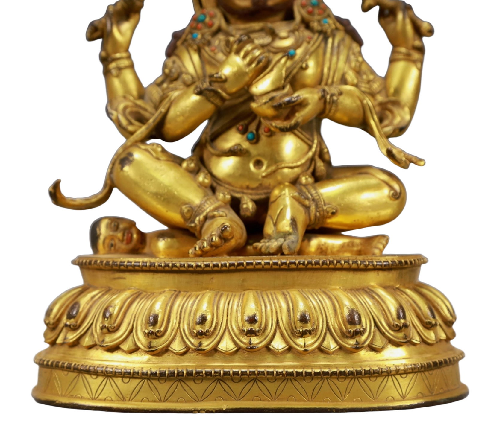 A Solemn Gilt Bronze Statue of Mammon,Inlaid Turquoise - 3