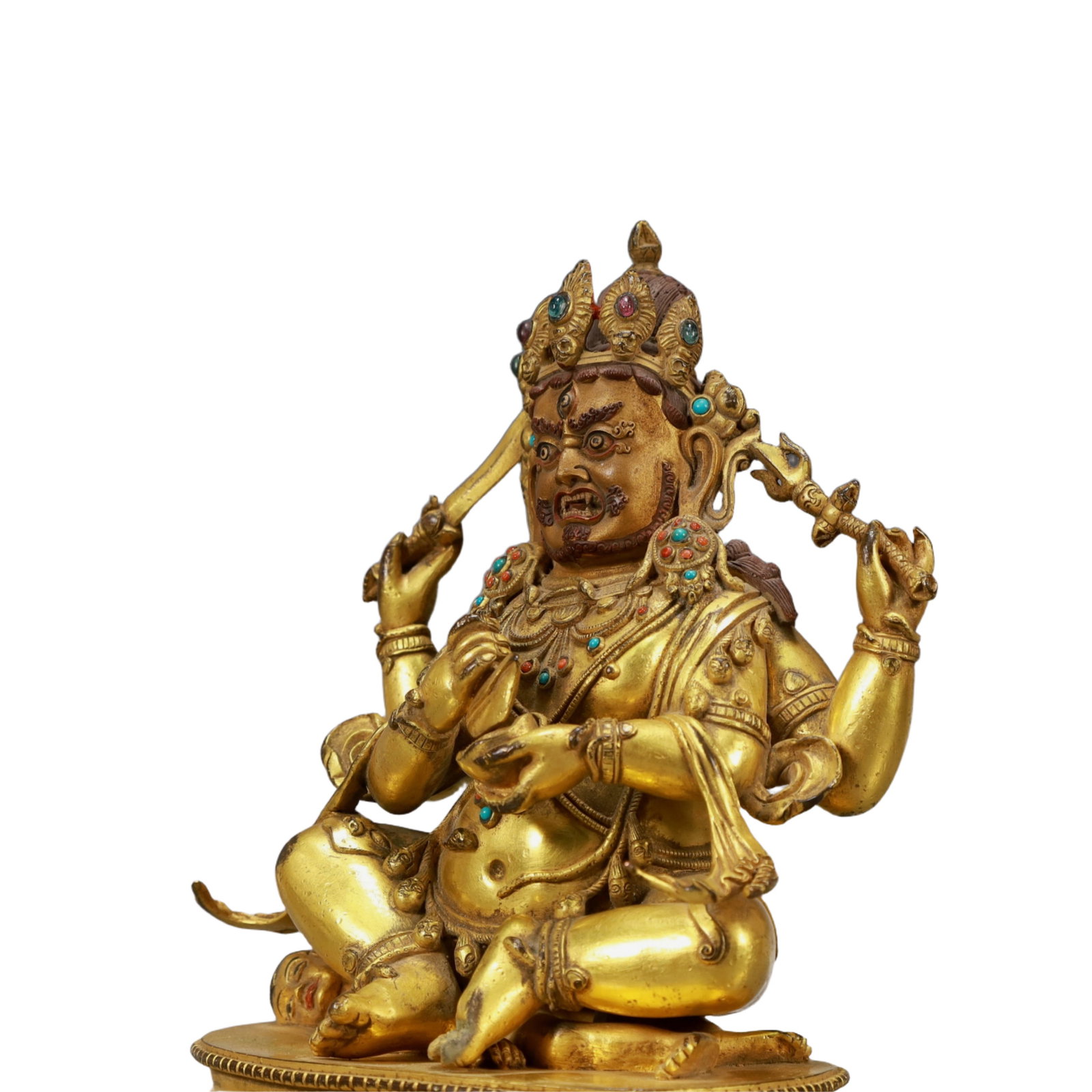 A Solemn Gilt Bronze Statue of Mammon,Inlaid Turquoise - 5