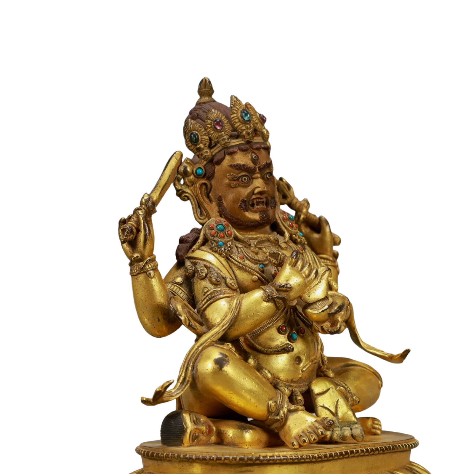 A Solemn Gilt Bronze Statue of Mammon,Inlaid Turquoise - 7