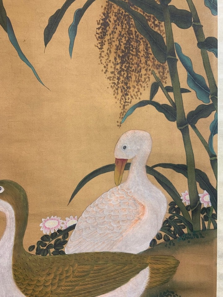 A Chinese Vertical Scroll Ink Painting of Duck on Silk,Lin Liang - 10
