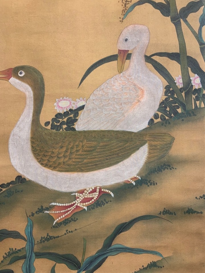 A Chinese Vertical Scroll Ink Painting of Duck on Silk,Lin Liang - 14