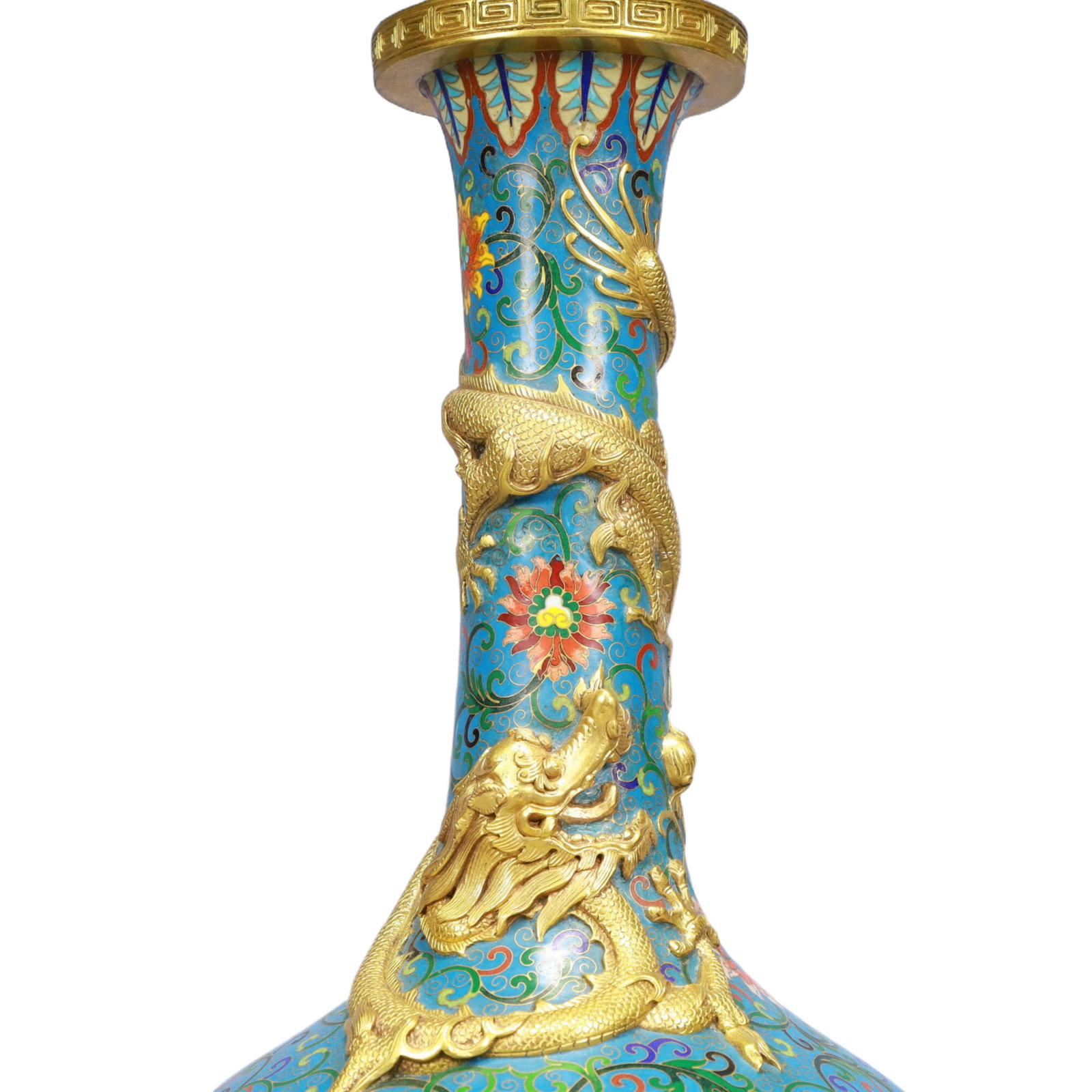 A Huge Cloisonne Lotus and Dragon Pattern Vase - 2