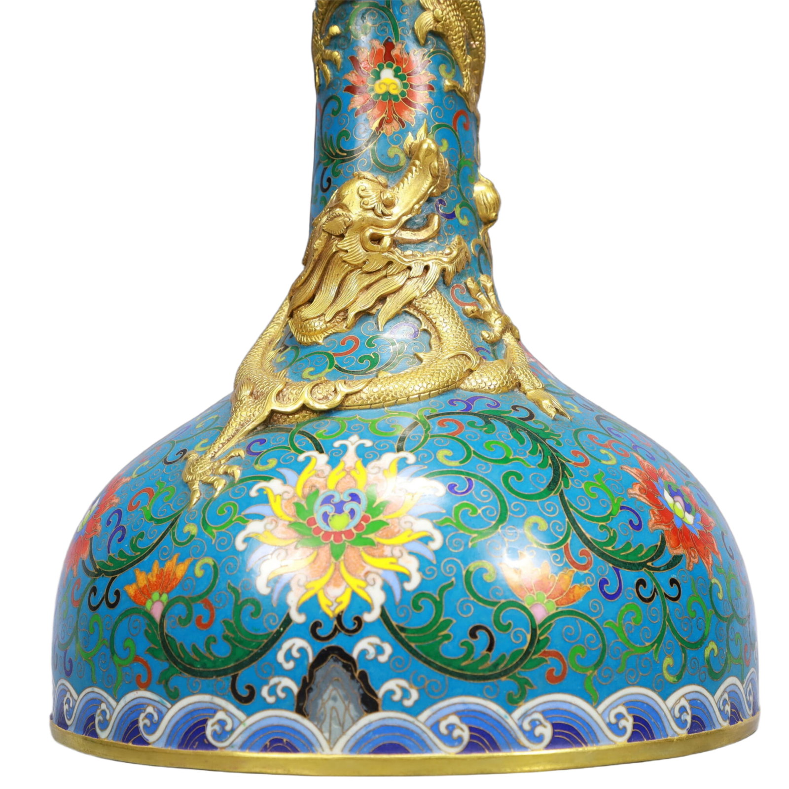A Huge Cloisonne Lotus and Dragon Pattern Vase - 3