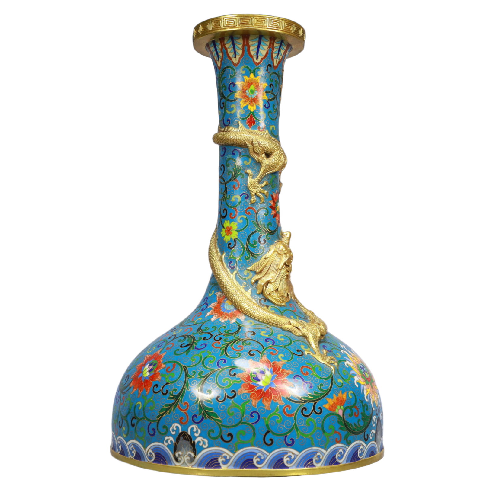 A Huge Cloisonne Lotus and Dragon Pattern Vase - 4