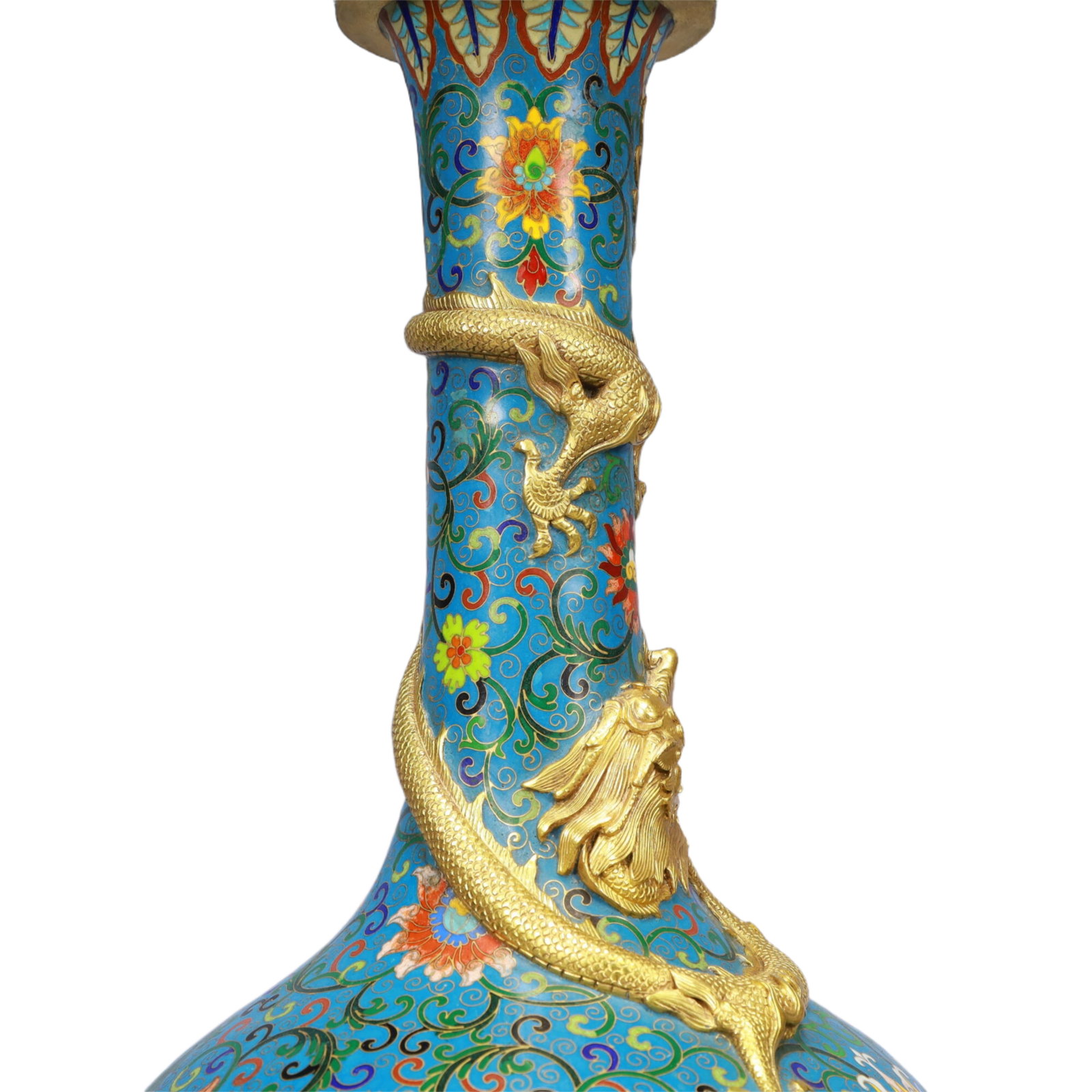 A Huge Cloisonne Lotus and Dragon Pattern Vase - 5