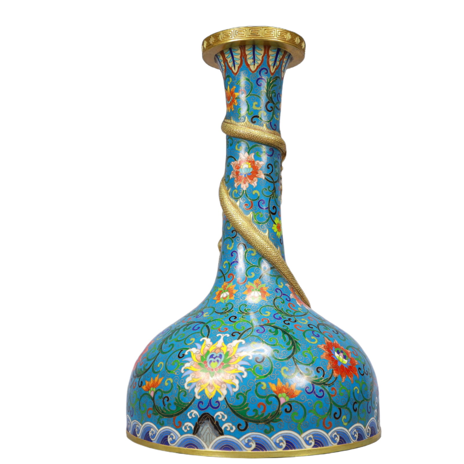 A Huge Cloisonne Lotus and Dragon Pattern Vase - 6