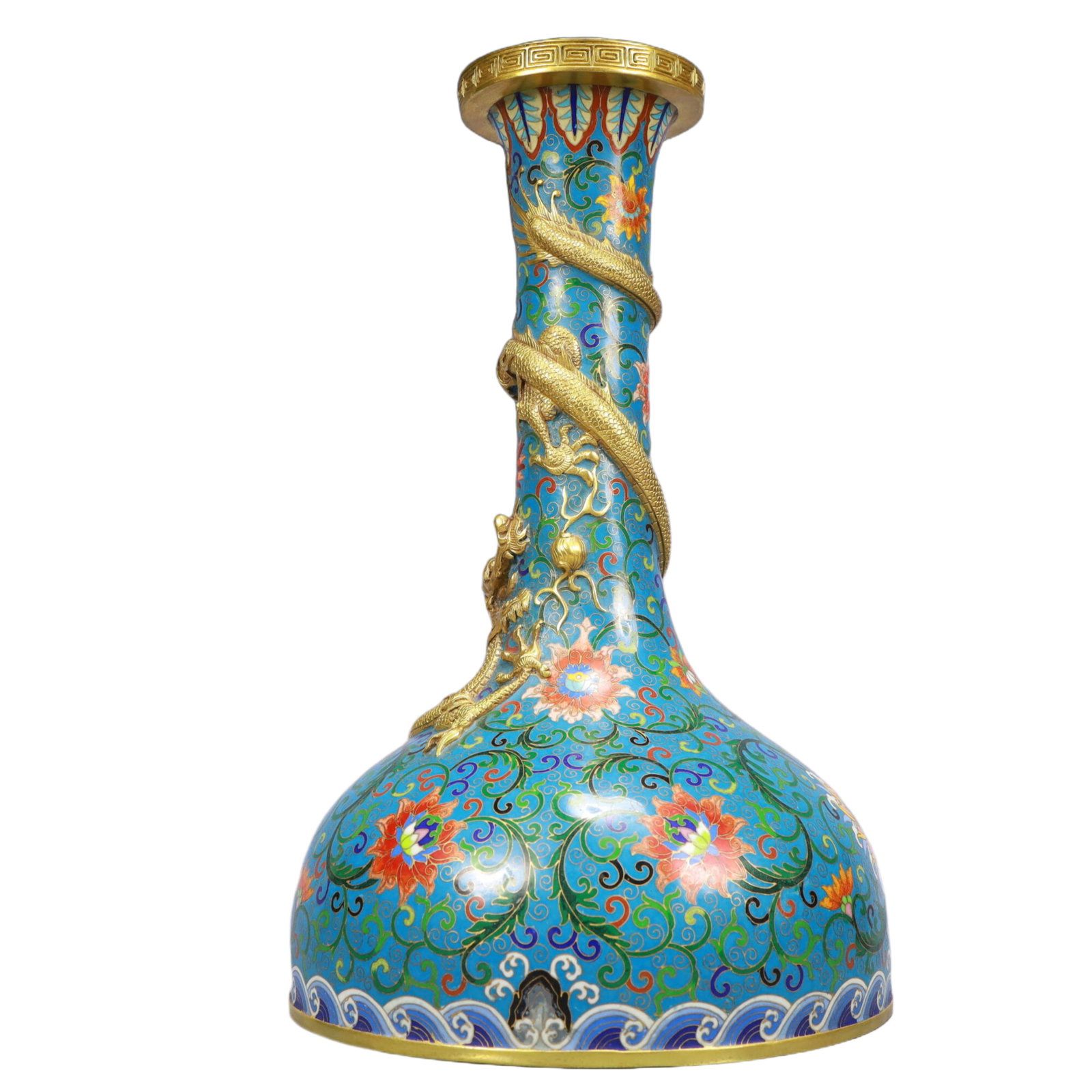 A Huge Cloisonne Lotus and Dragon Pattern Vase - 7