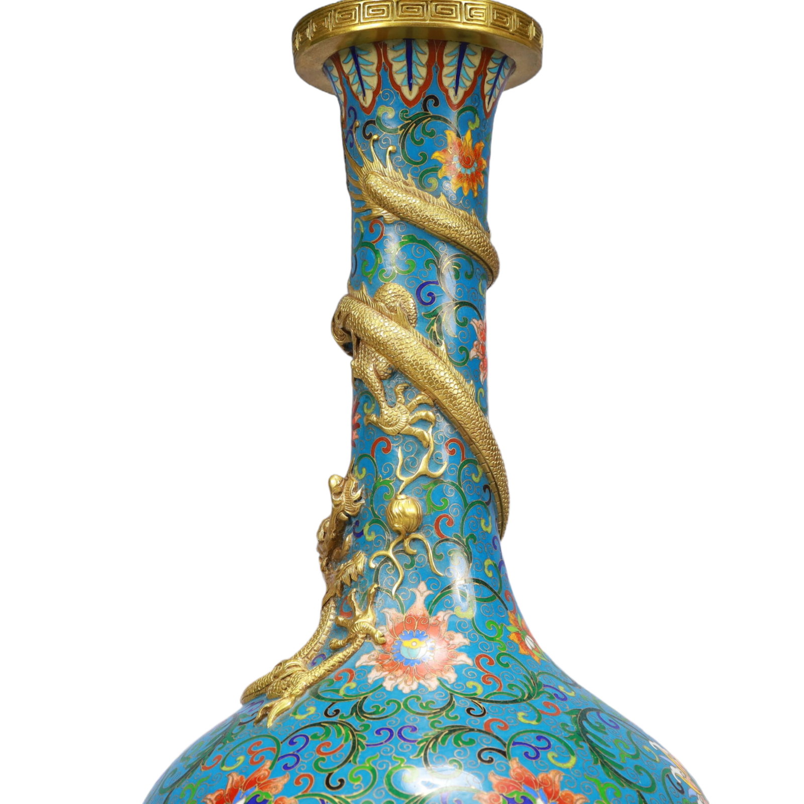 A Huge Cloisonne Lotus and Dragon Pattern Vase - 8