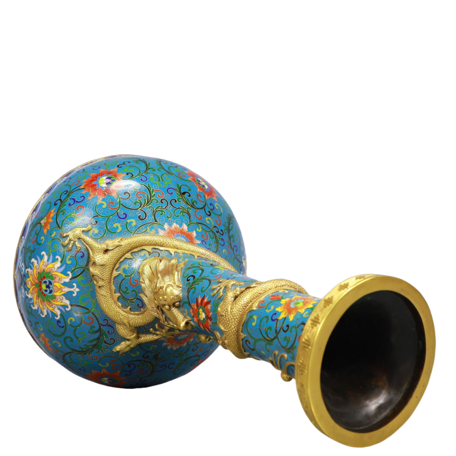 A Huge Cloisonne Lotus and Dragon Pattern Vase - 9