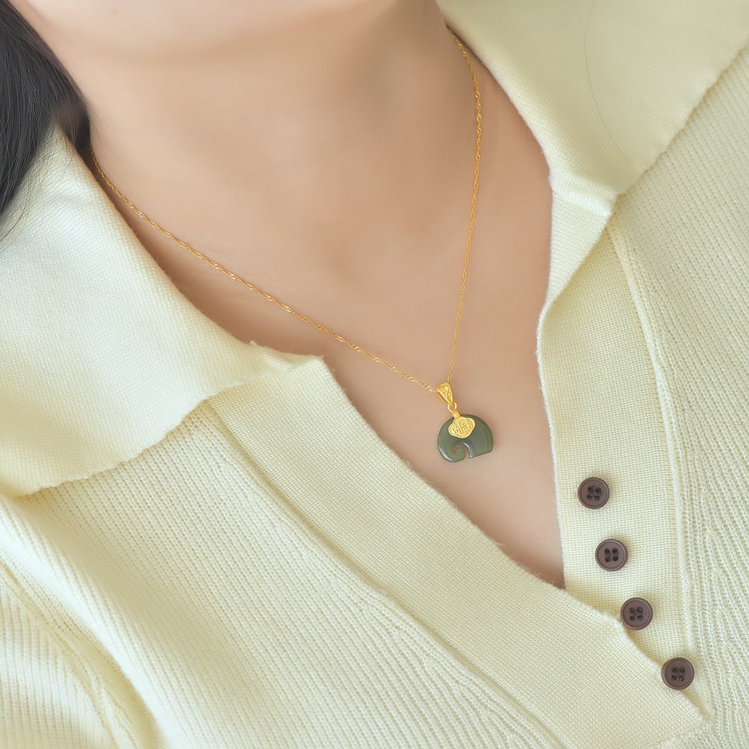 An Exquisite Sterling Silver-Gold Plated Inlaid Greenish Jade Pendant - 6