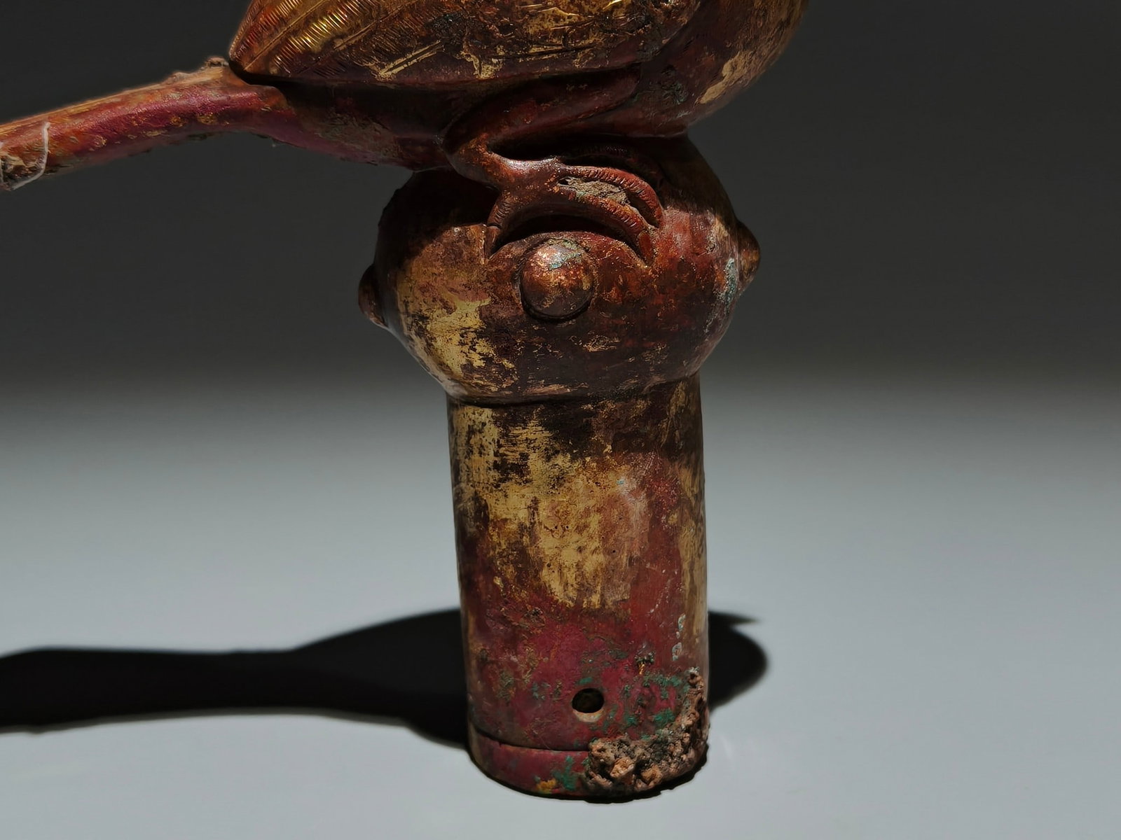 An Exquisite Gilt Bronze Bird-Shaped Cane head - 6
