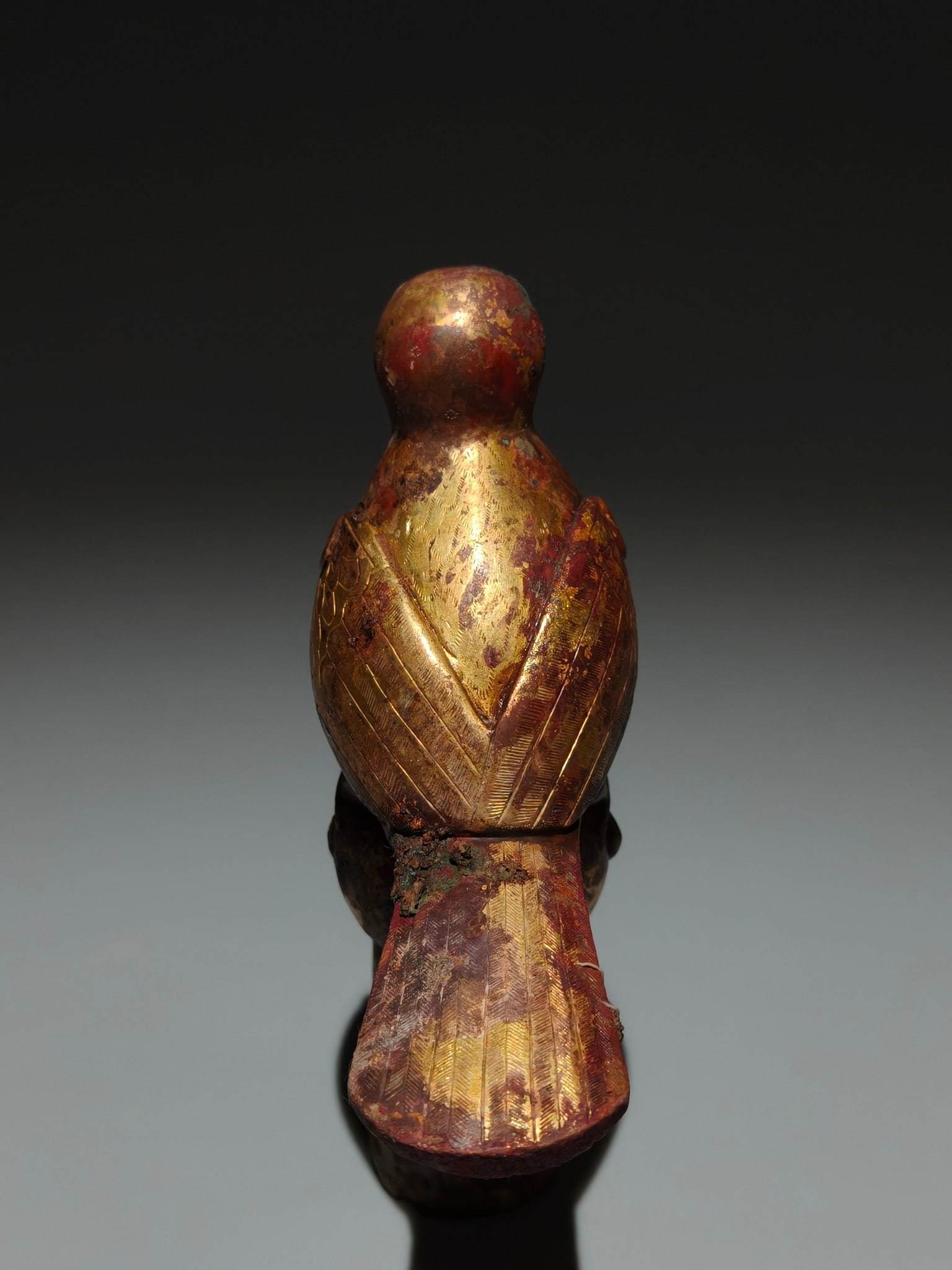 An Exquisite Gilt Bronze Bird-Shaped Cane head - 9
