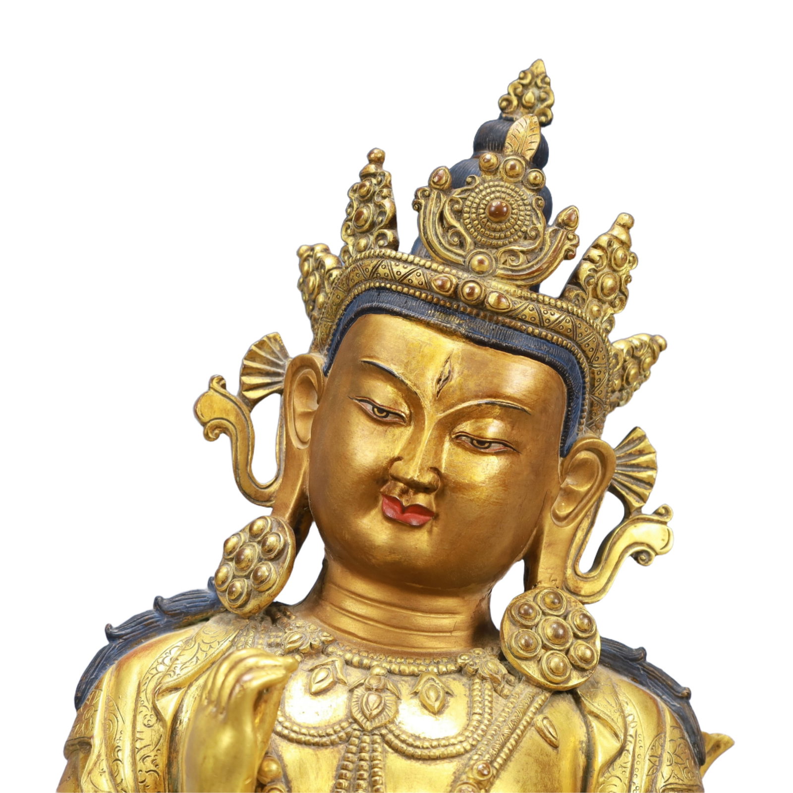 A Solemn Gilt Bronze White Statue of Tara - 2