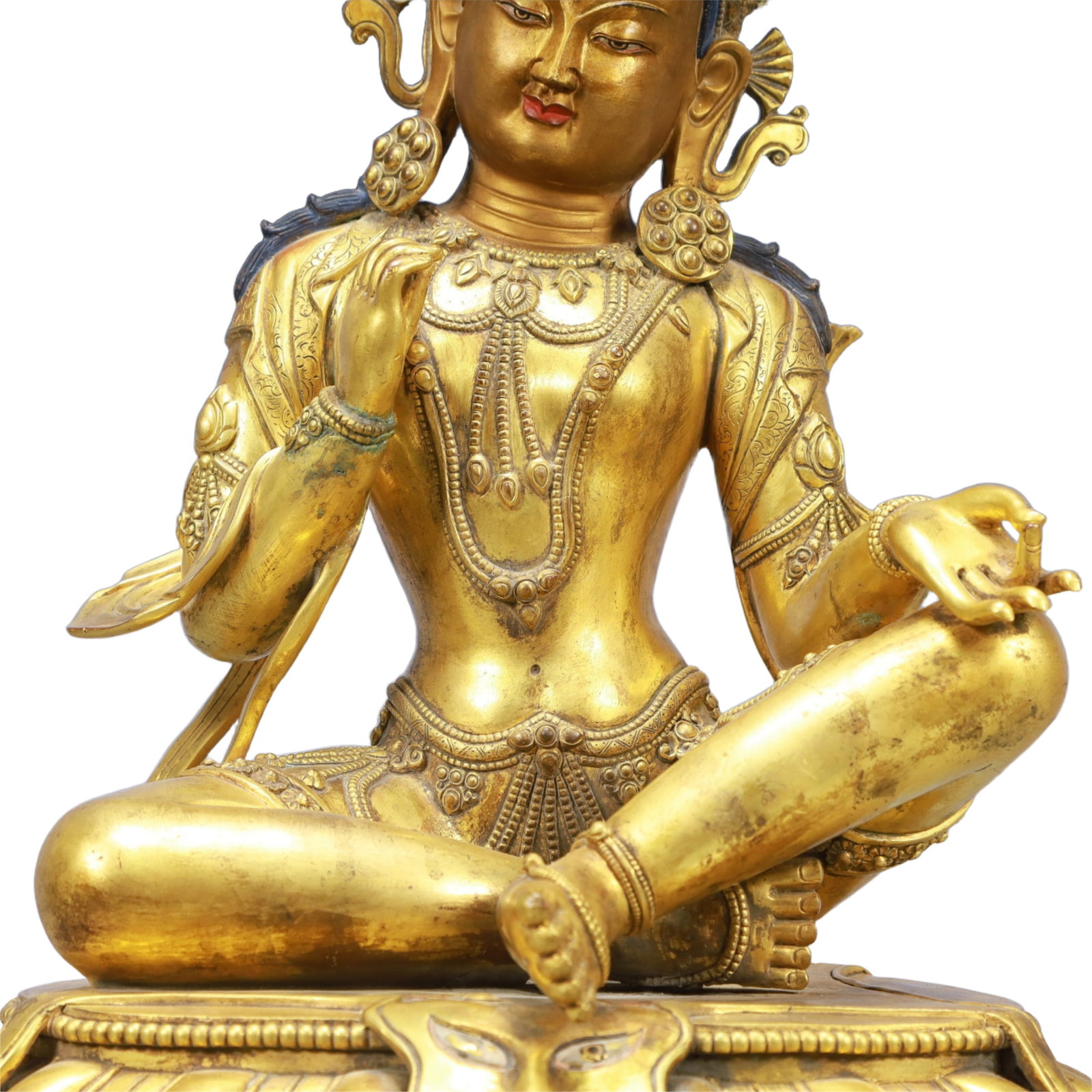 A Solemn Gilt Bronze White Statue of Tara - 3