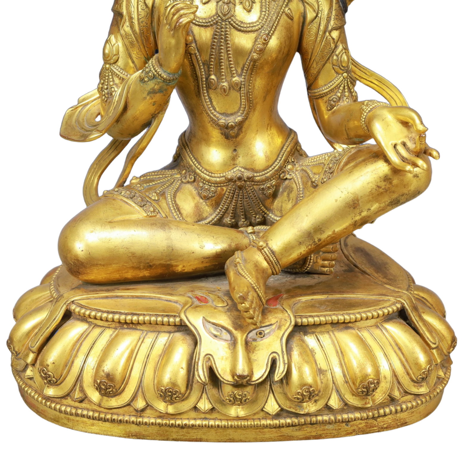 A Solemn Gilt Bronze White Statue of Tara - 4