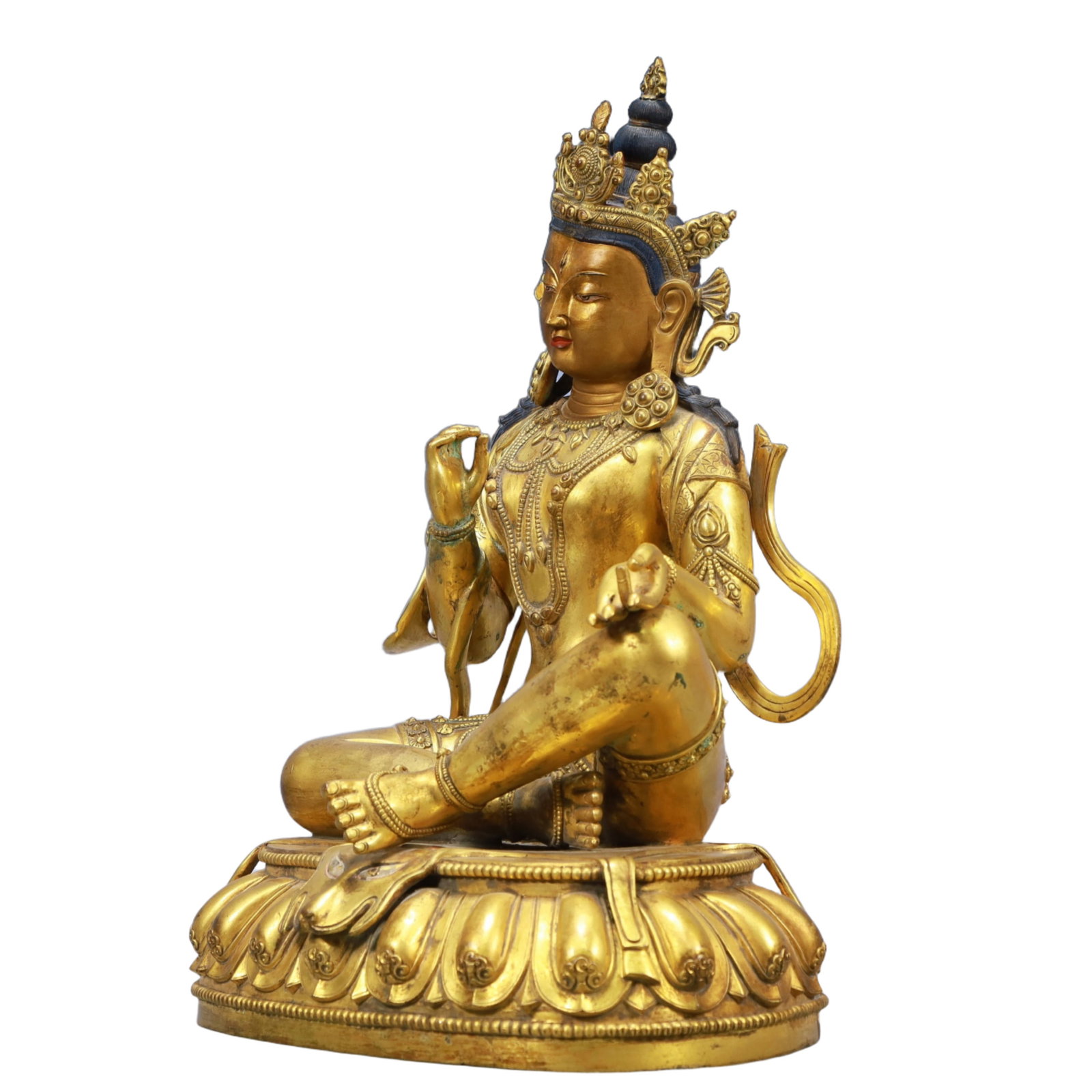 A Solemn Gilt Bronze White Statue of Tara - 5