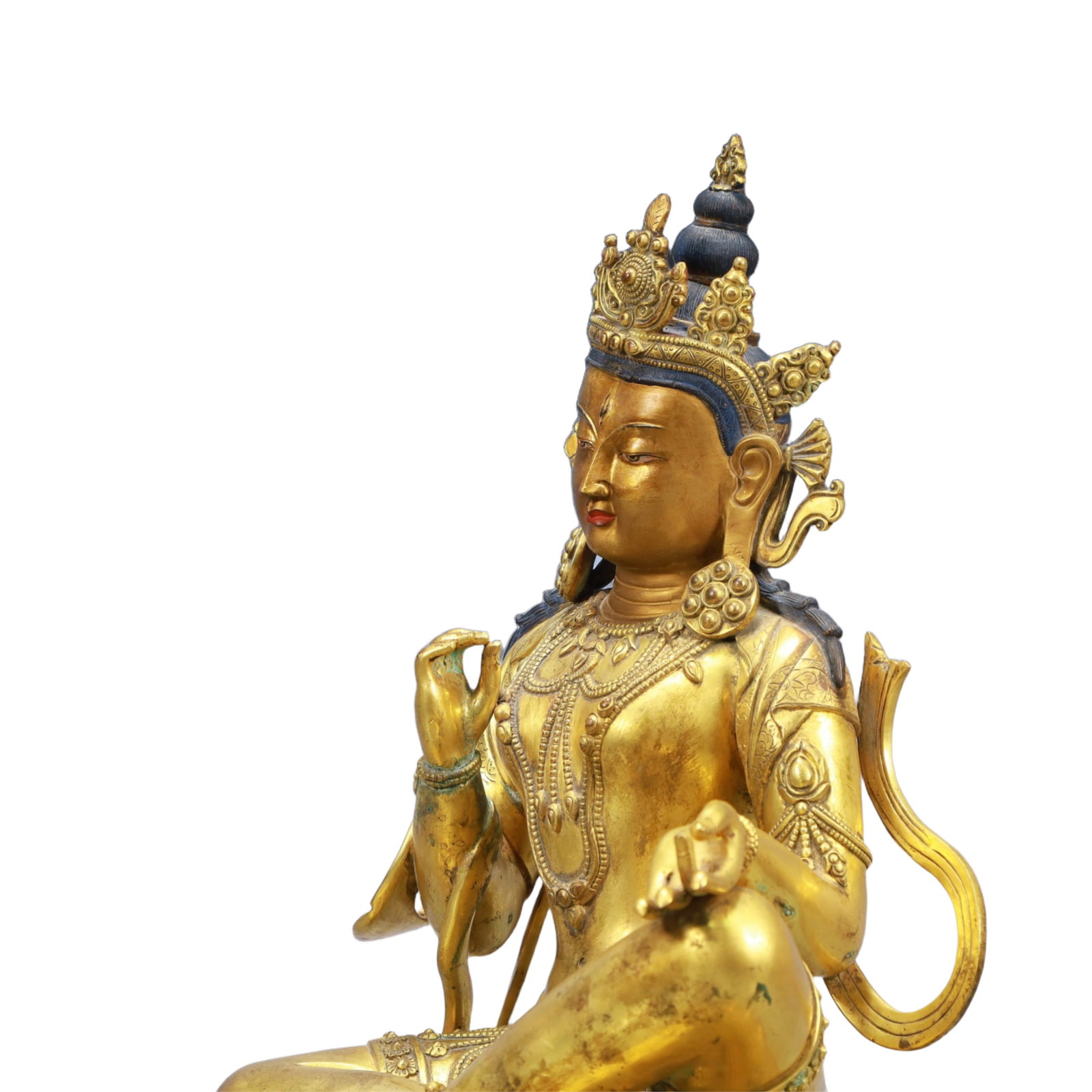 A Solemn Gilt Bronze White Statue of Tara - 6