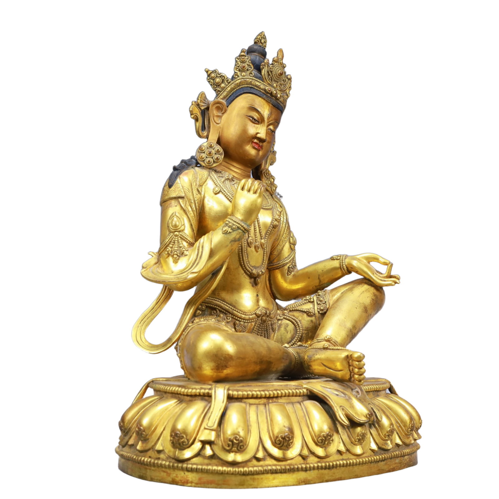 A Solemn Gilt Bronze White Statue of Tara - 7