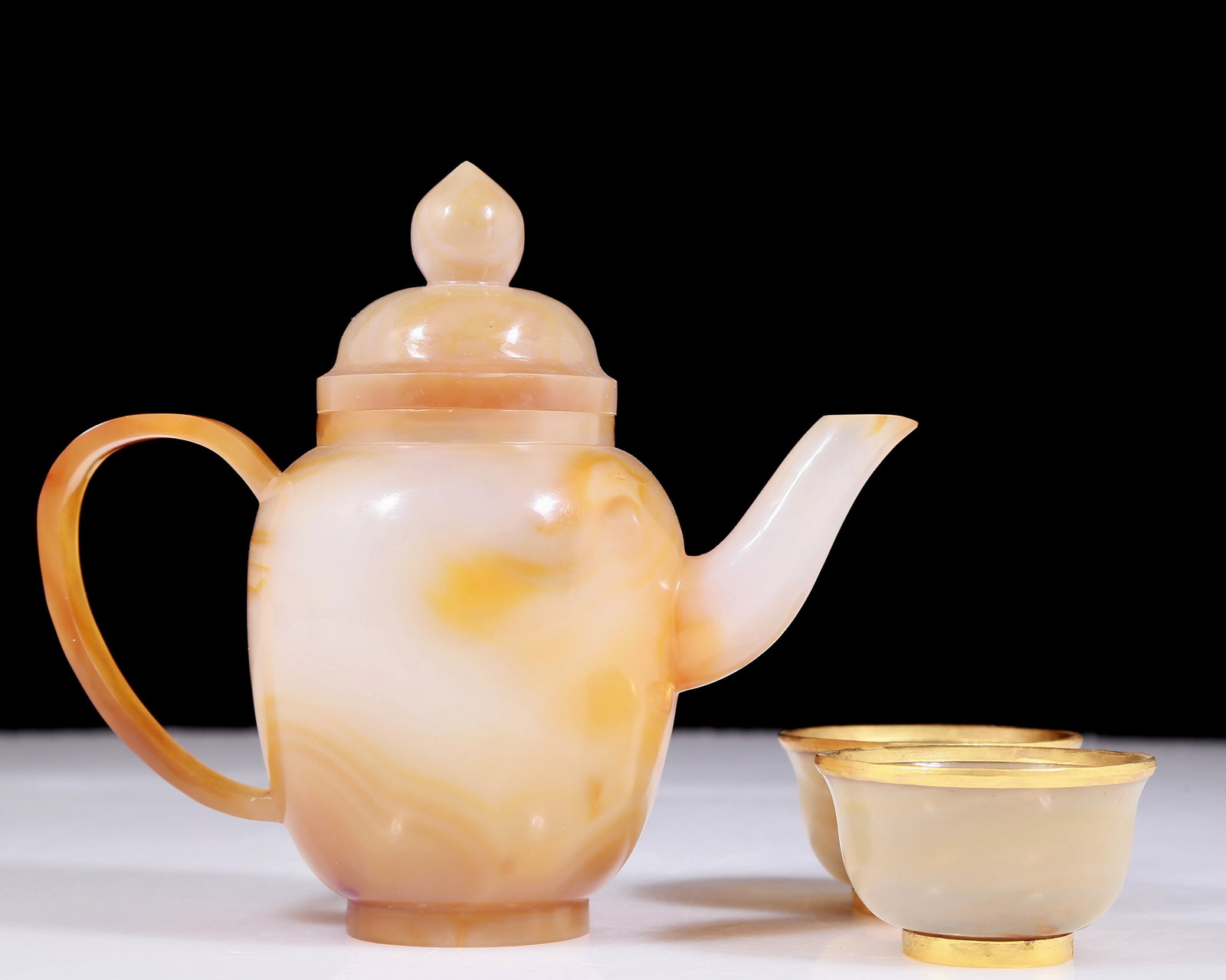 A set of exquisite agate gold-covered tea sets - 2
